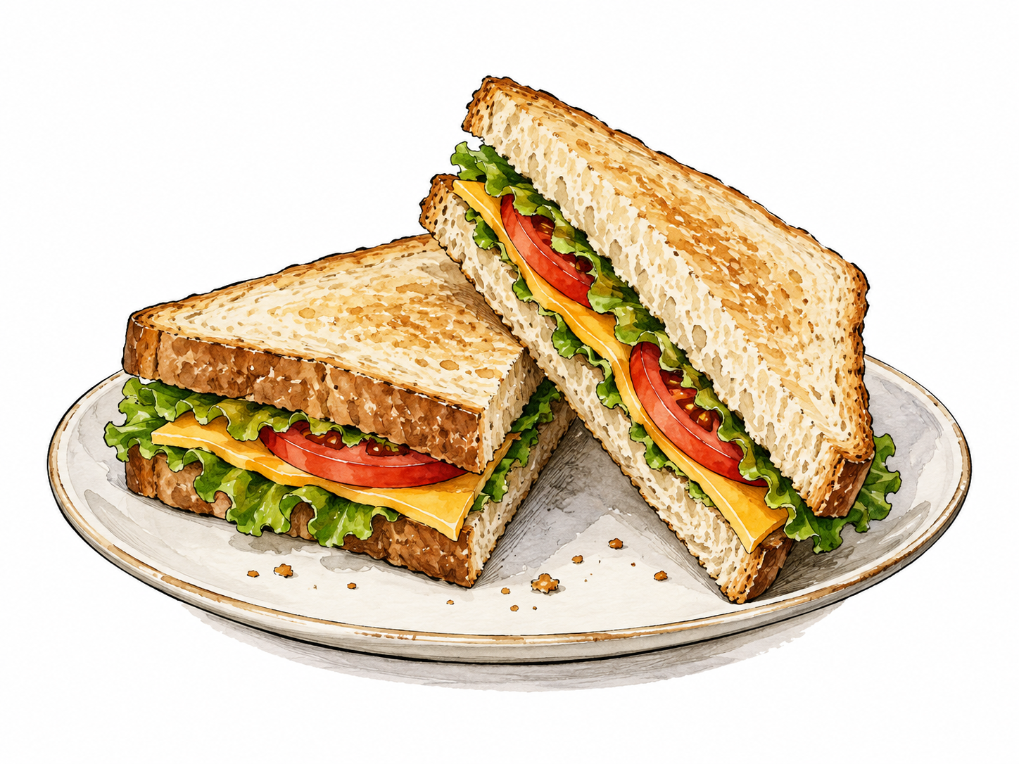 Sandwich halves show filling between bread.