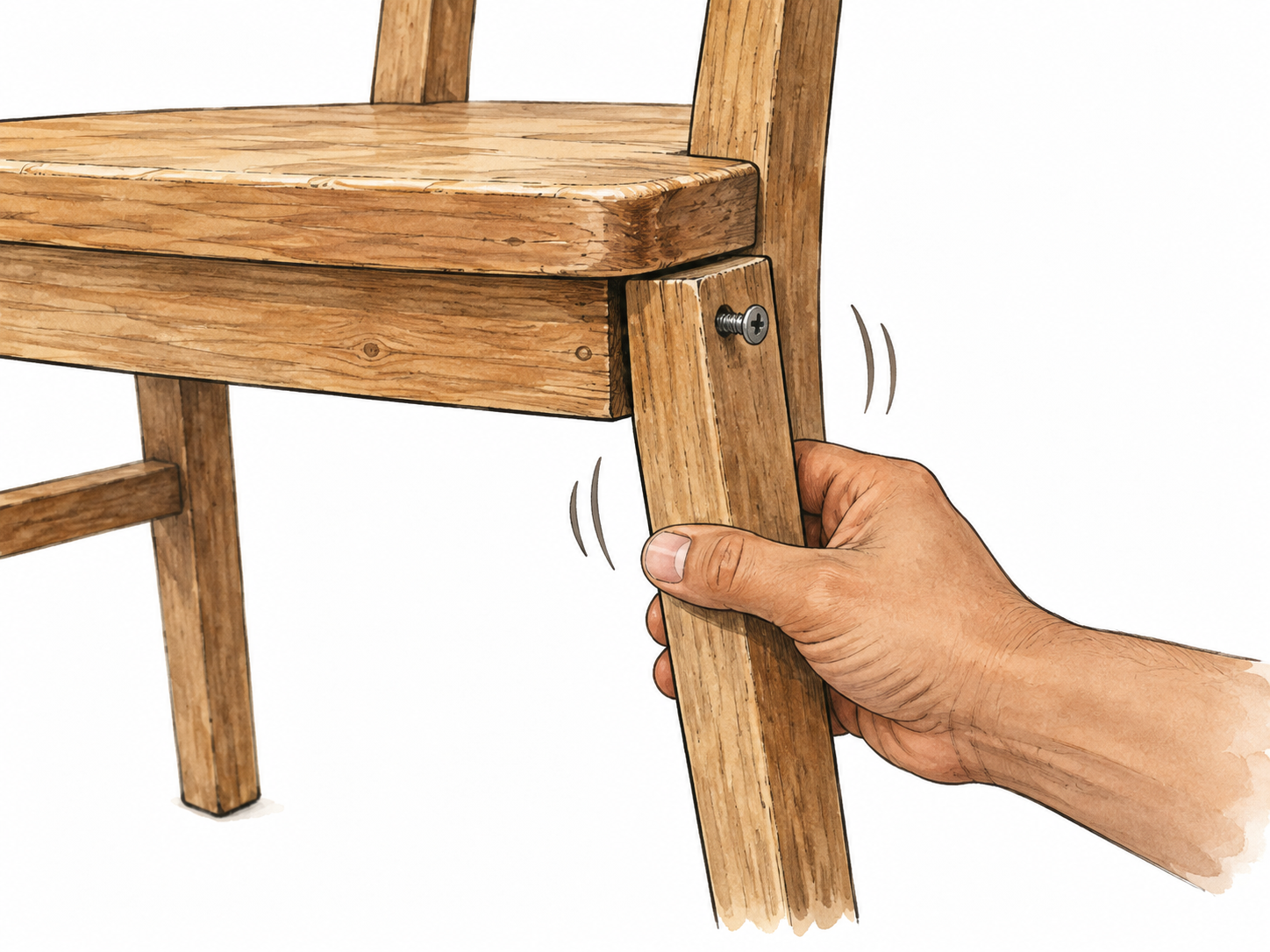 Loose chair joint wobbles under hand.