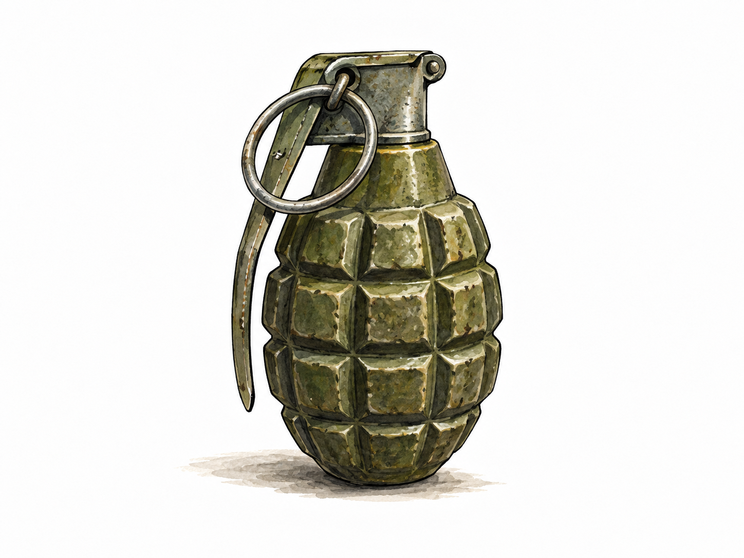 Intact hand grenade exterior.