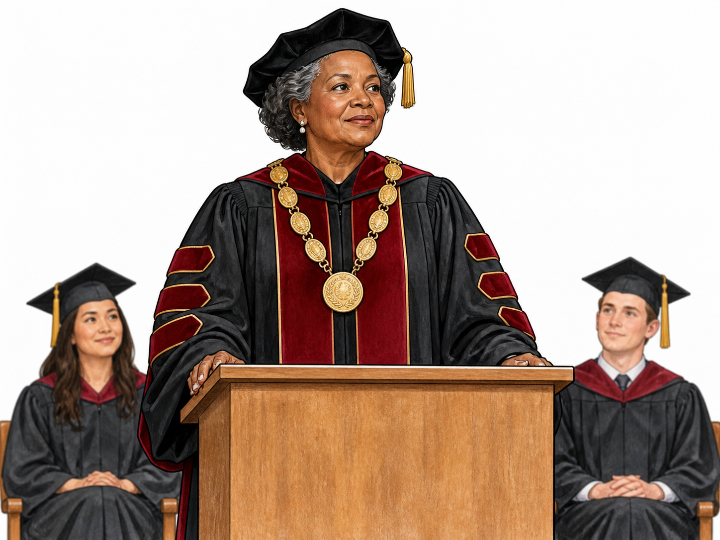 University chancellor presides formally at graduation.