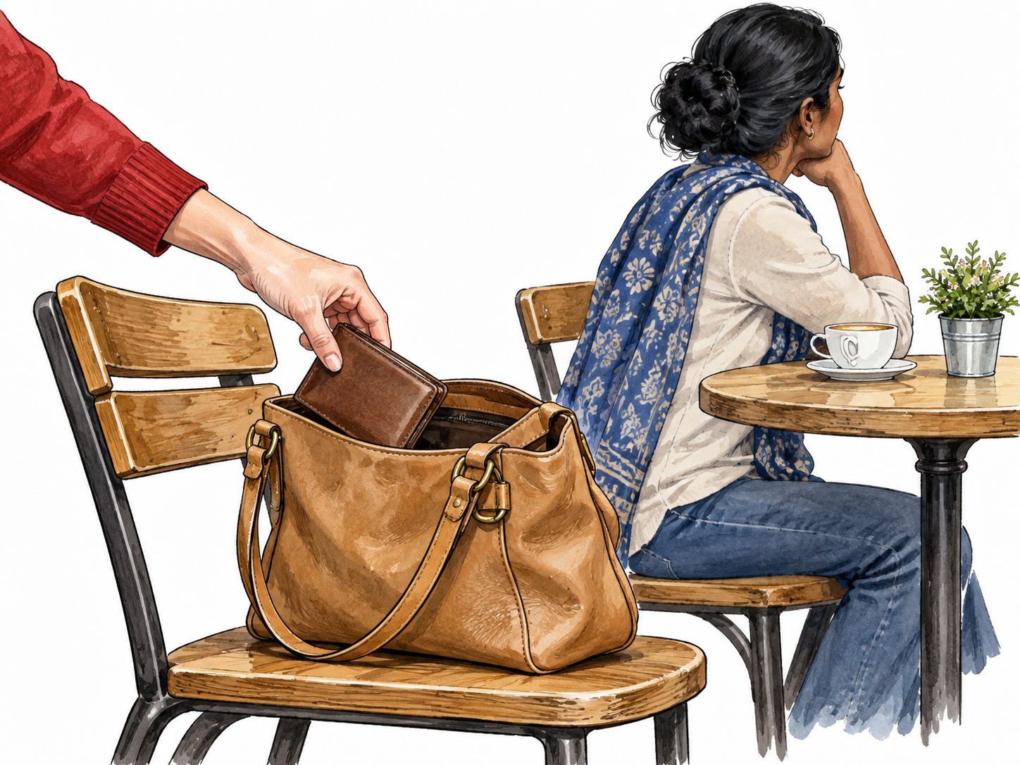 Unauthorized taking of a wallet illustrates crossing a moral or legal boundary.