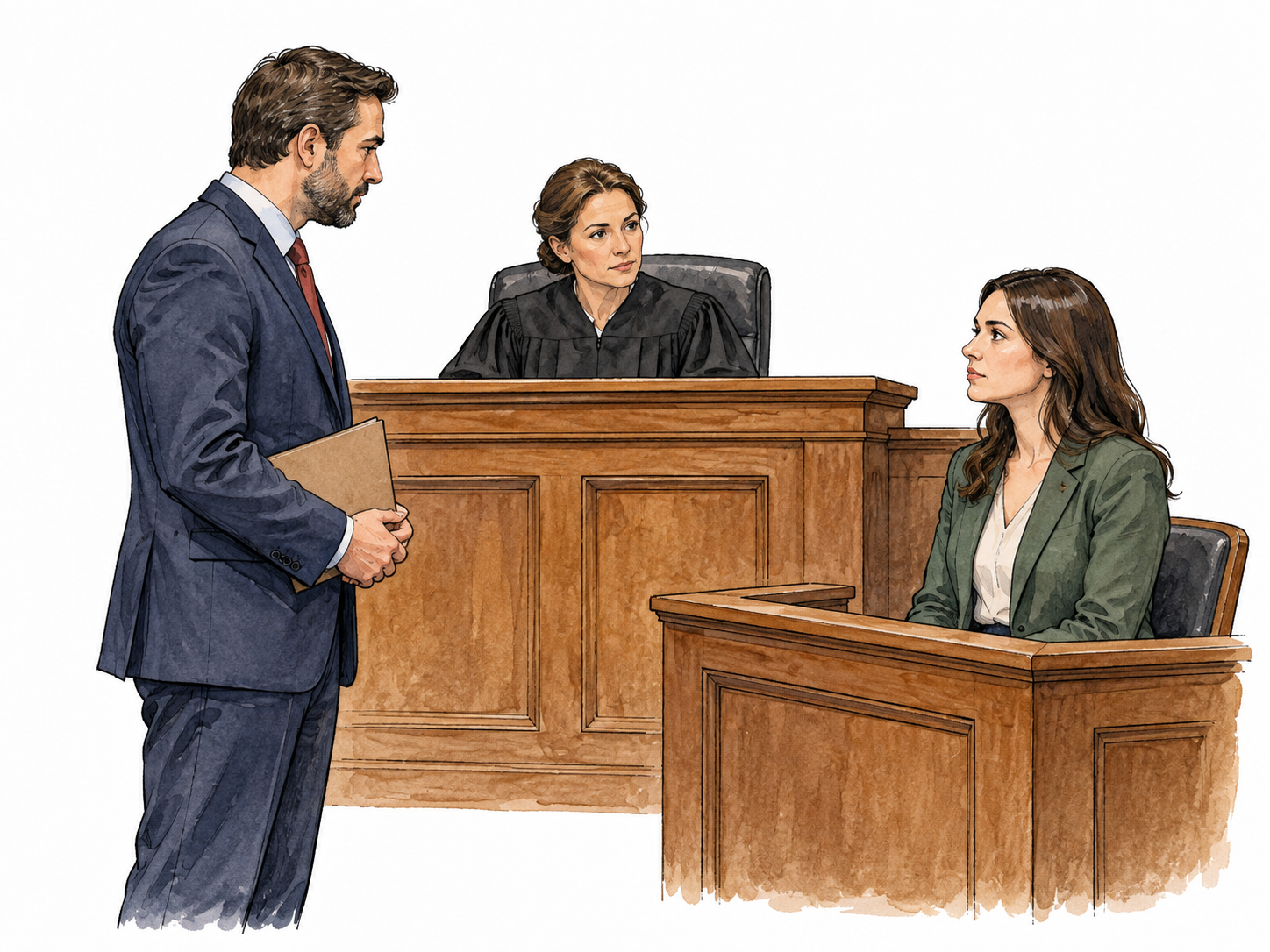 Lawyer addresses witness before judge.