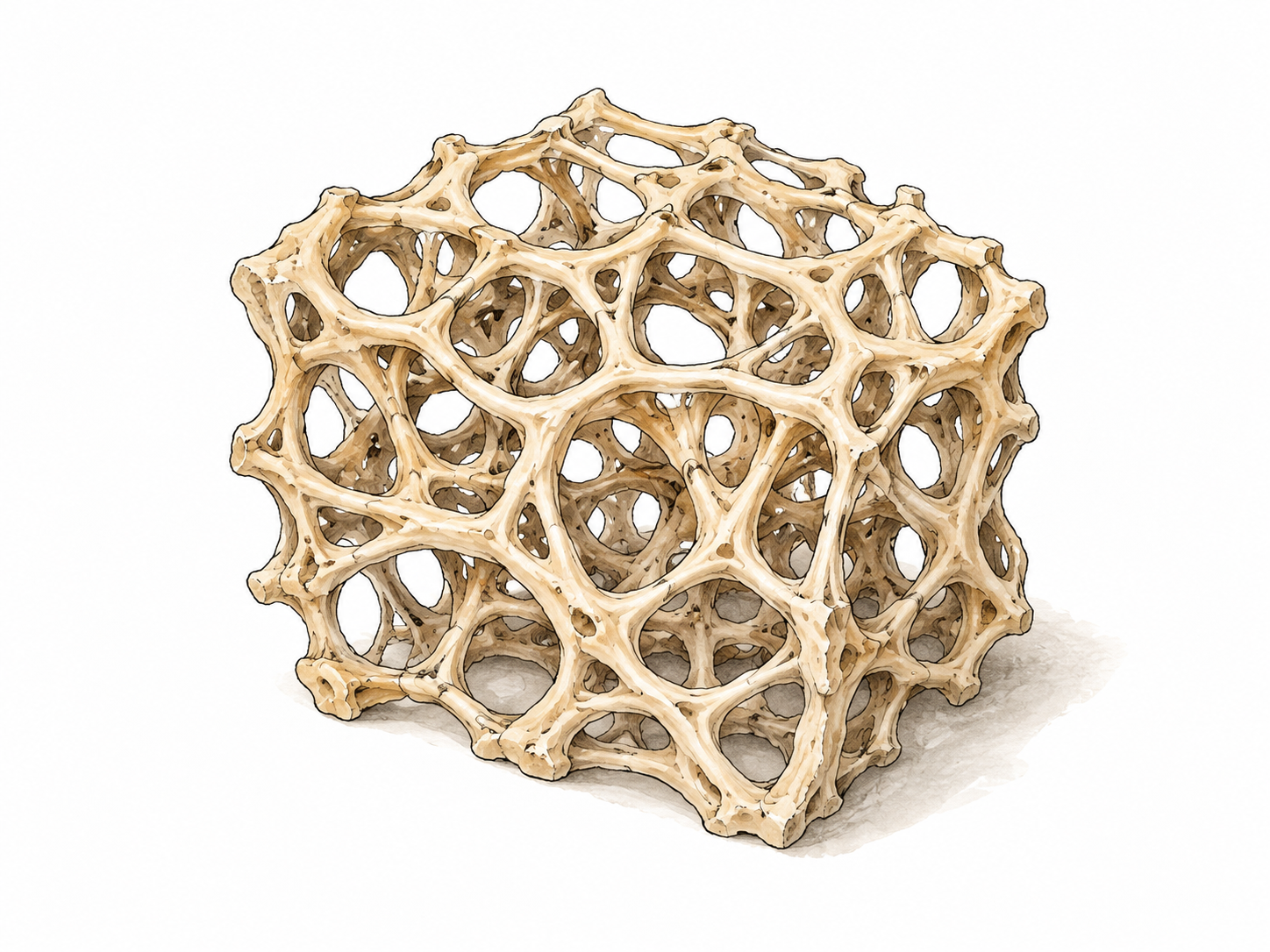 Three-dimensional open mesh structure.