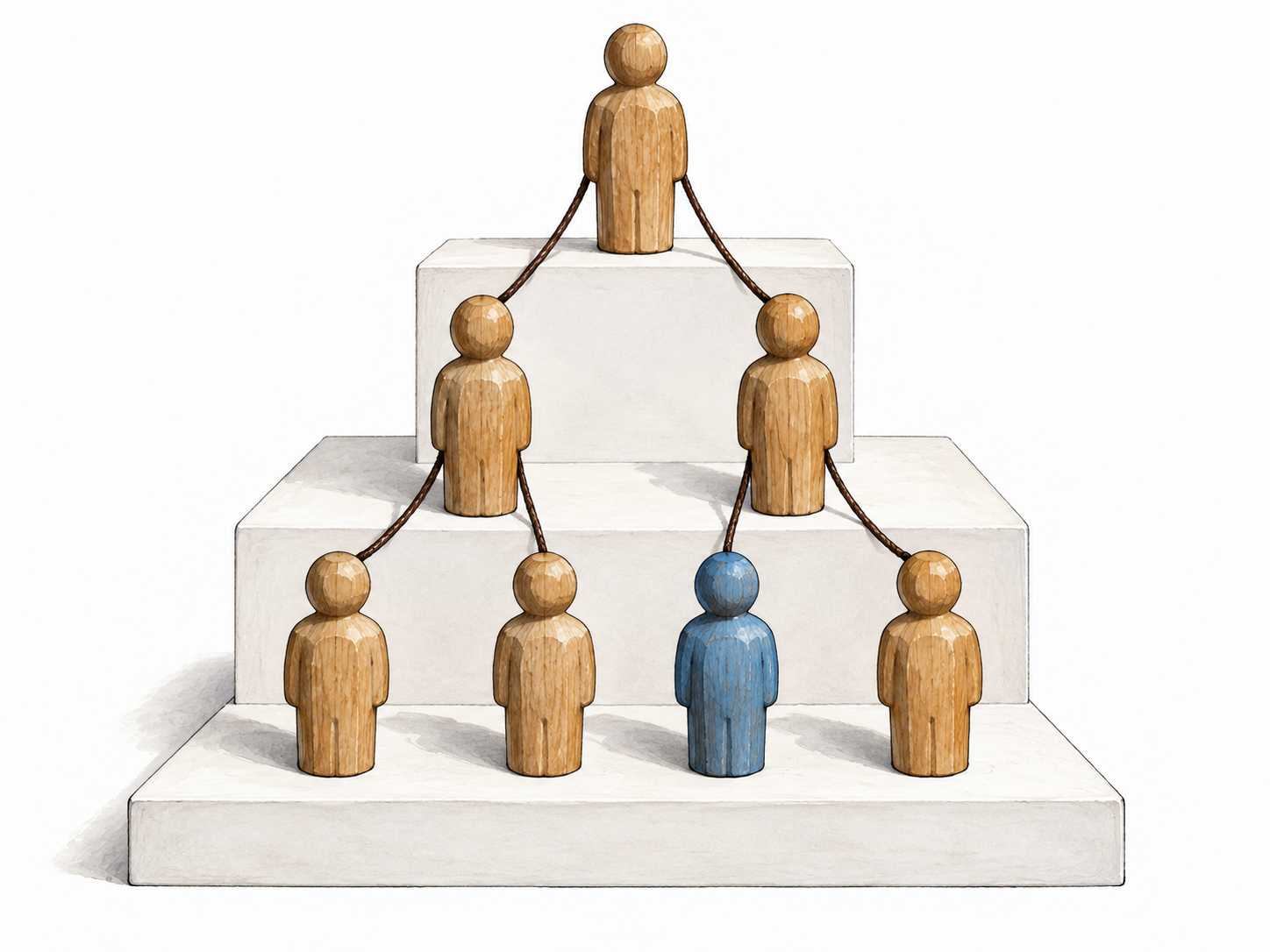 Lower highlighted figure depends on upper ranks in connected hierarchy.