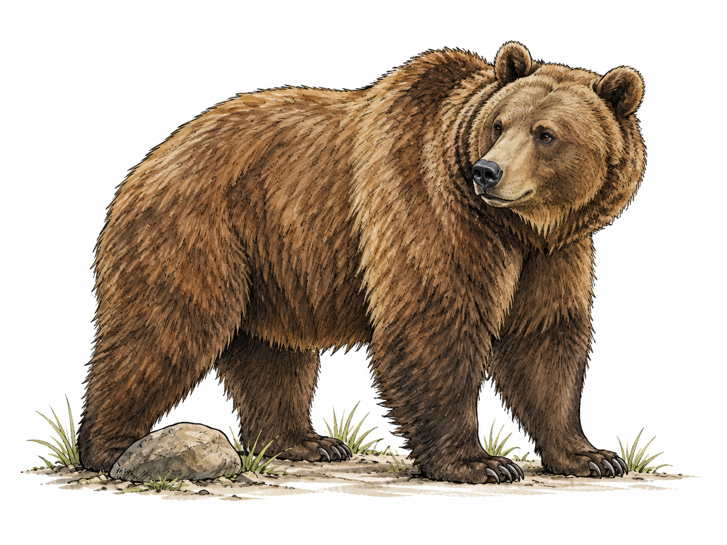 Natural adult brown bear suited to literary bear term.