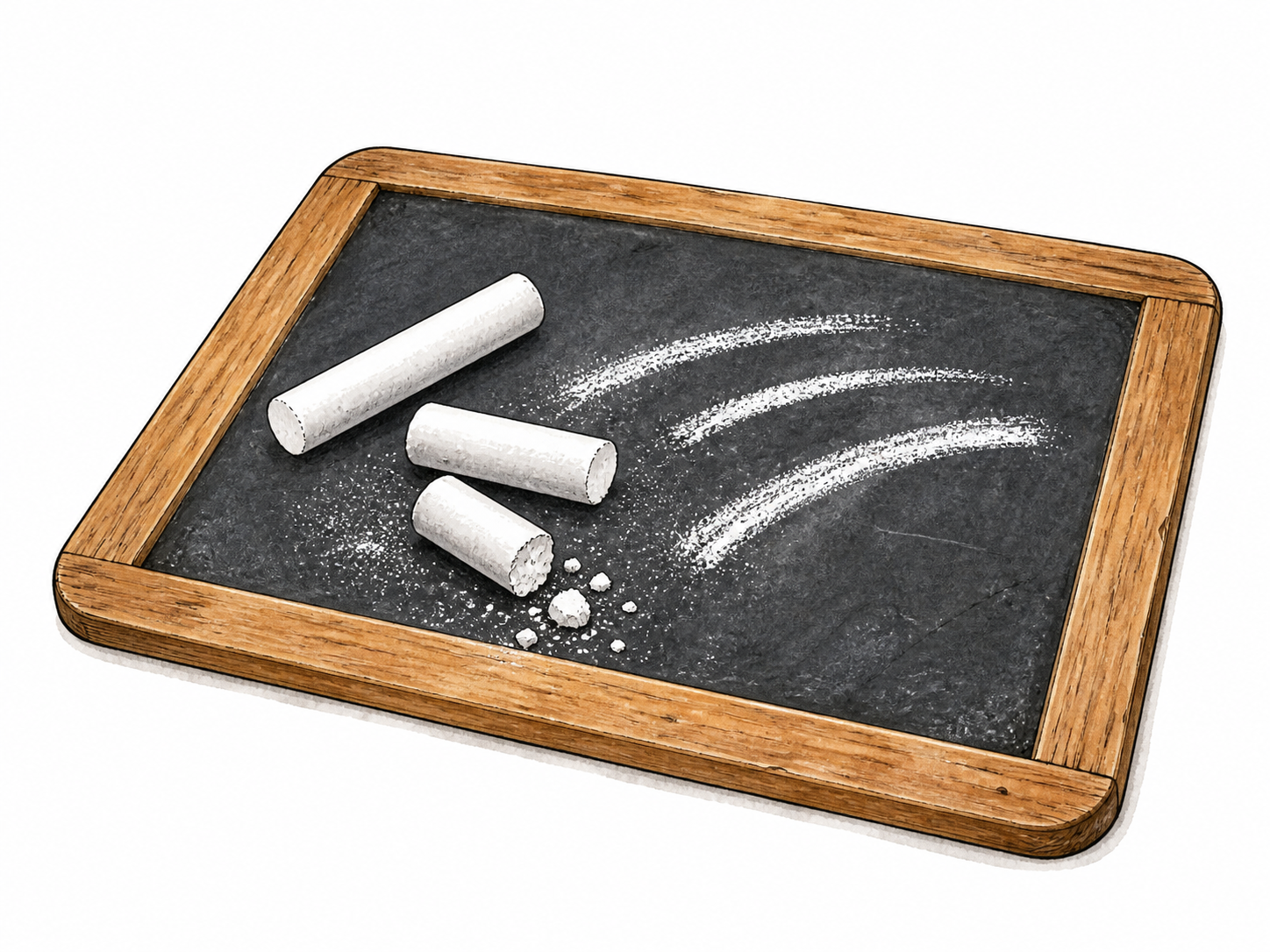 Chalk sticks on slate.