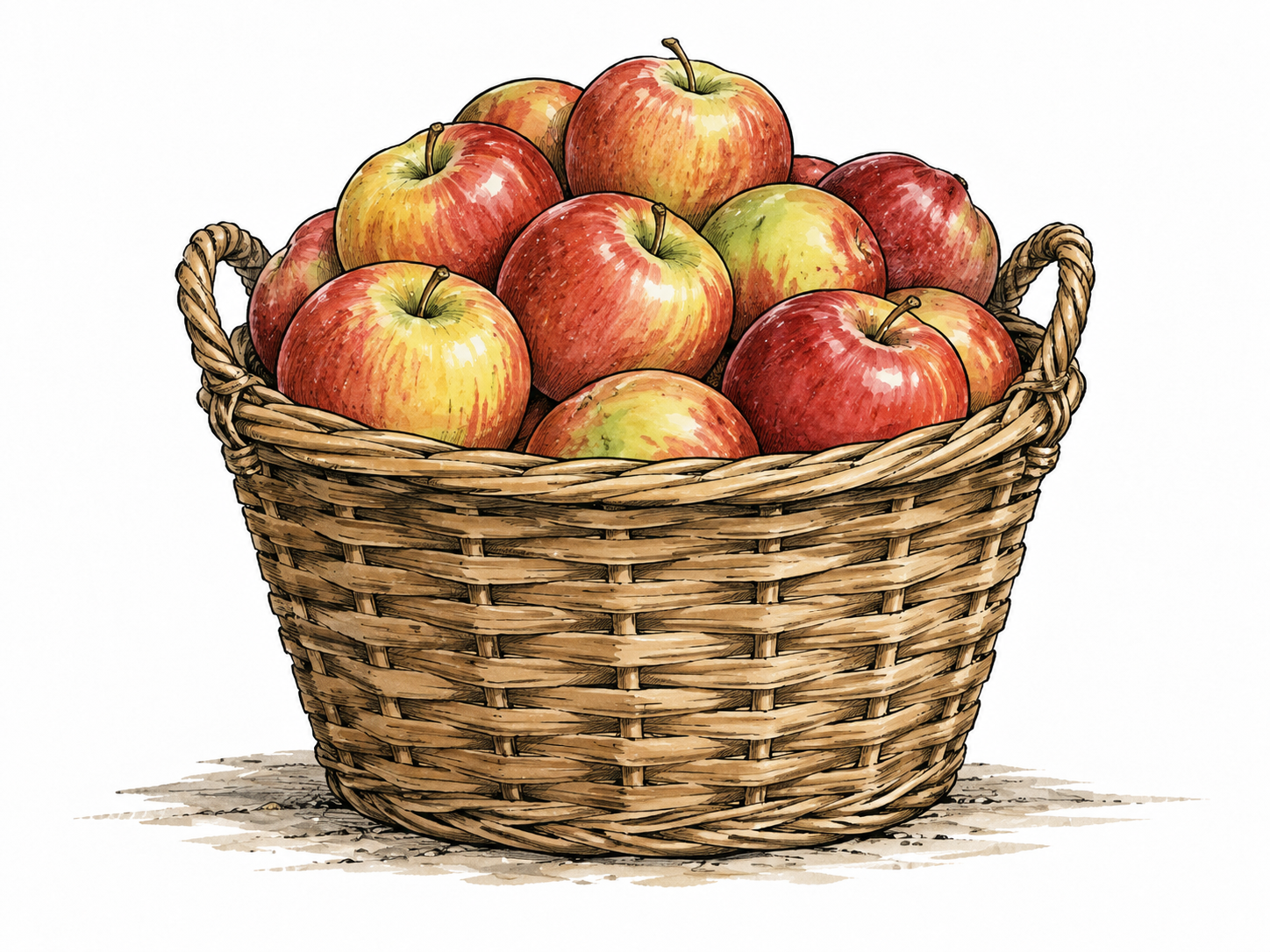 A basket filled to its rim with apples.