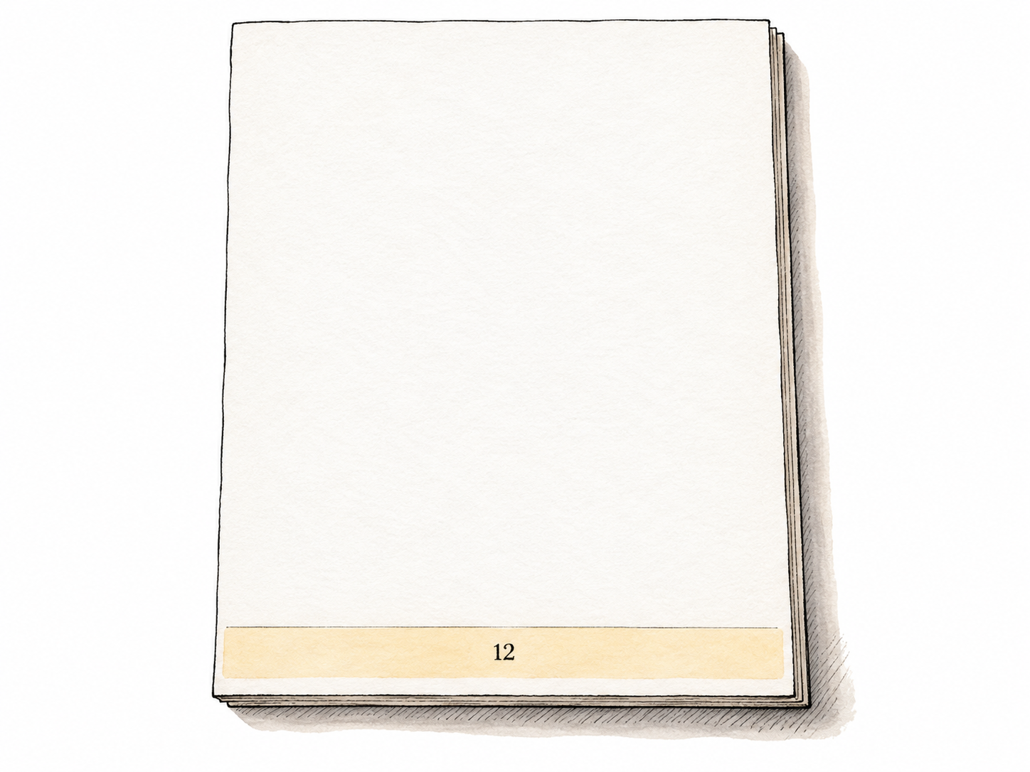 A printed page with an empty body area and distinct bottom band containing a centered page number '12', footer highlighted subtly, no other text.