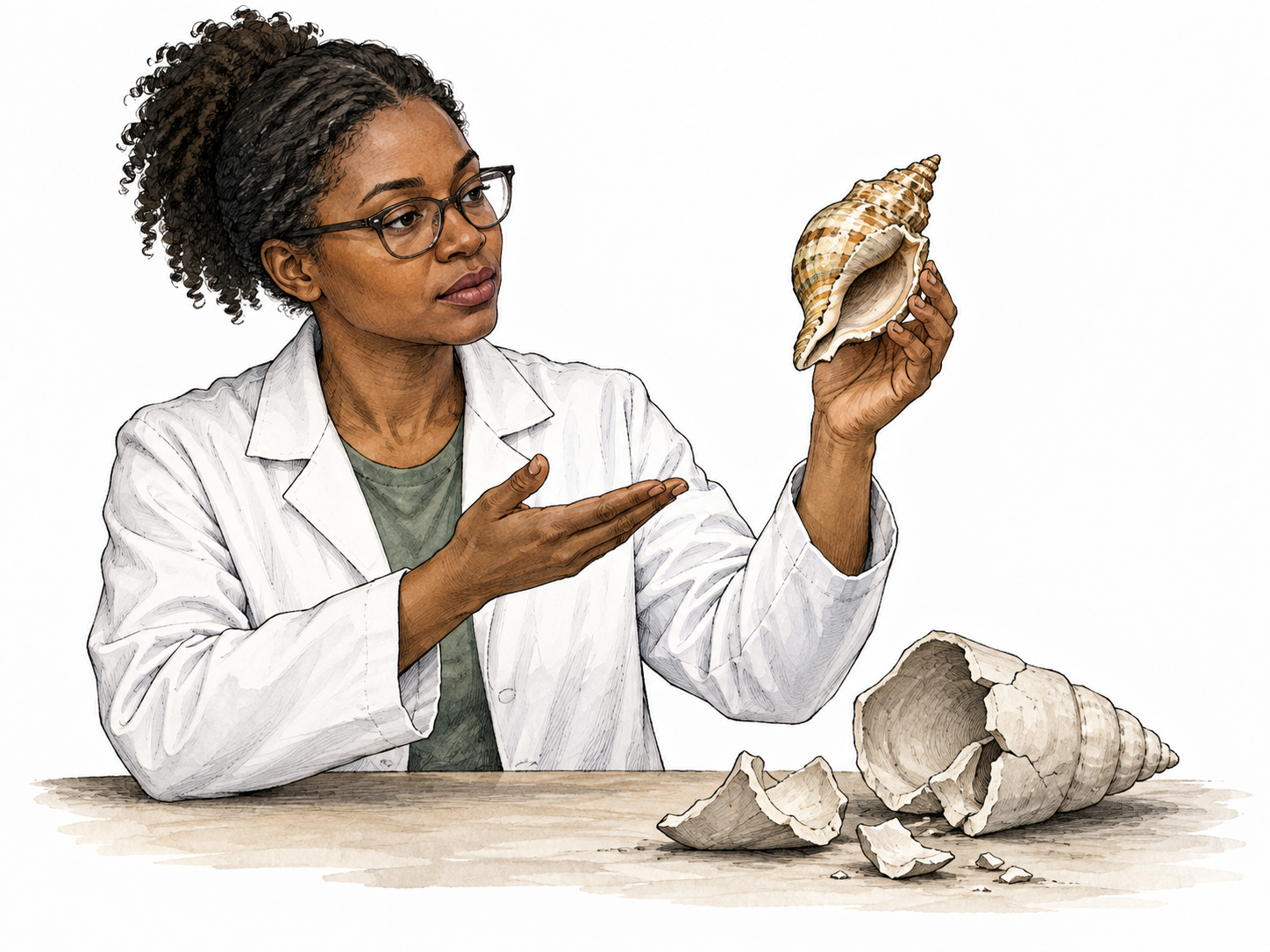A Black scientist shows an intact counterexample specimen that disproves a faulty broken model.