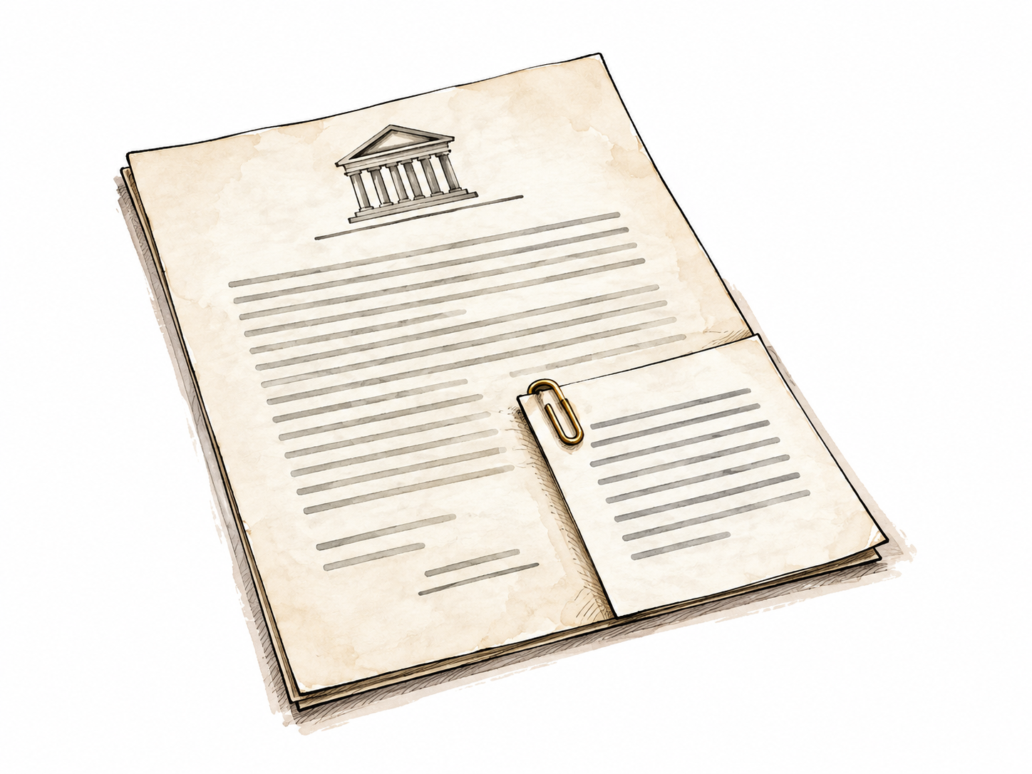 An extra paragraph slip neatly attached to a formal document, visible addition.
