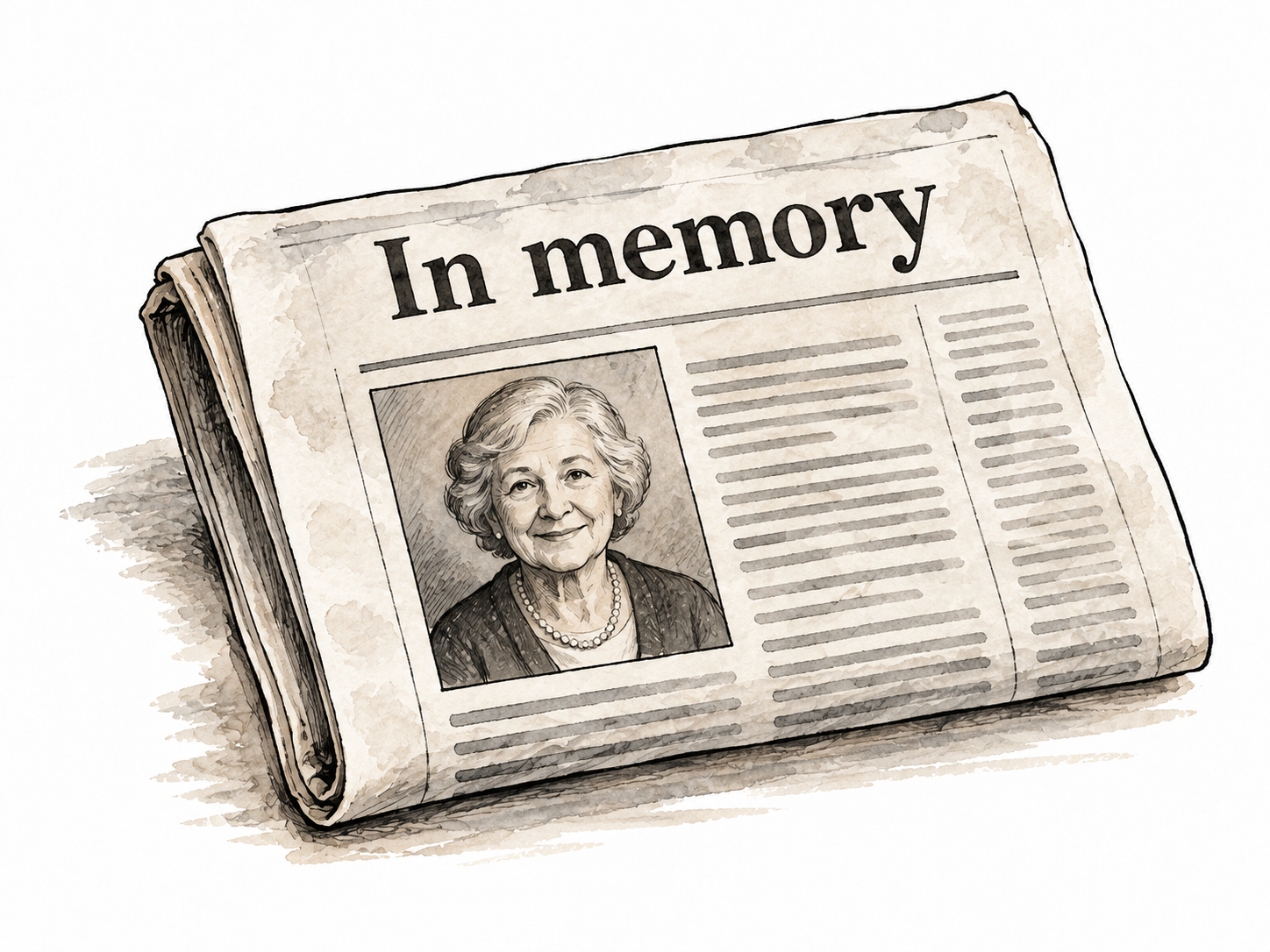 A newspaper obituary column headed exactly 'In memory' with a small portrait.