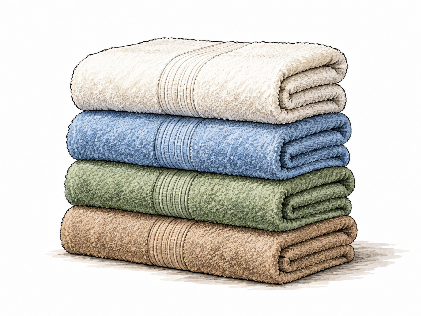 Neat stack of folded towels.
