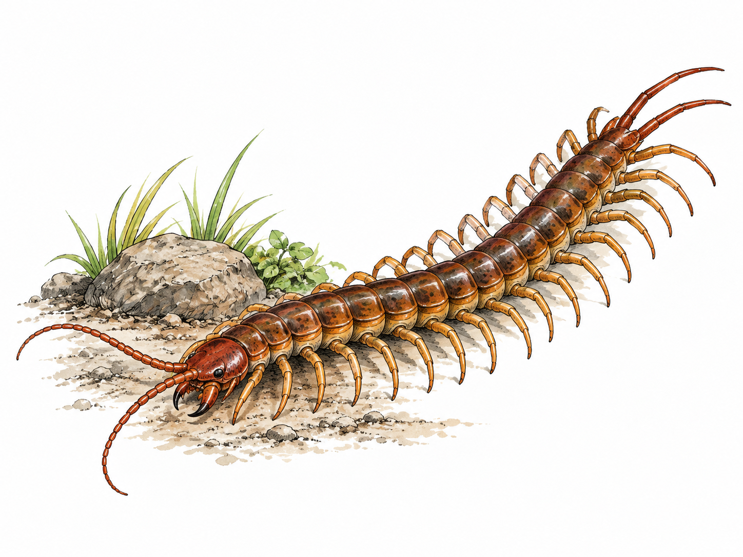 Accurate centipede with one pair of legs per body segment.