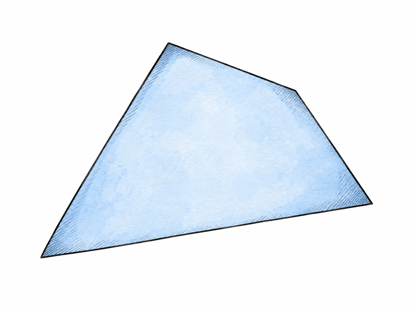 One clear irregular convex four-sided polygon with NO parallel sides, vertices at unequal angles, thin black boundary and pale blue fill; no labels.