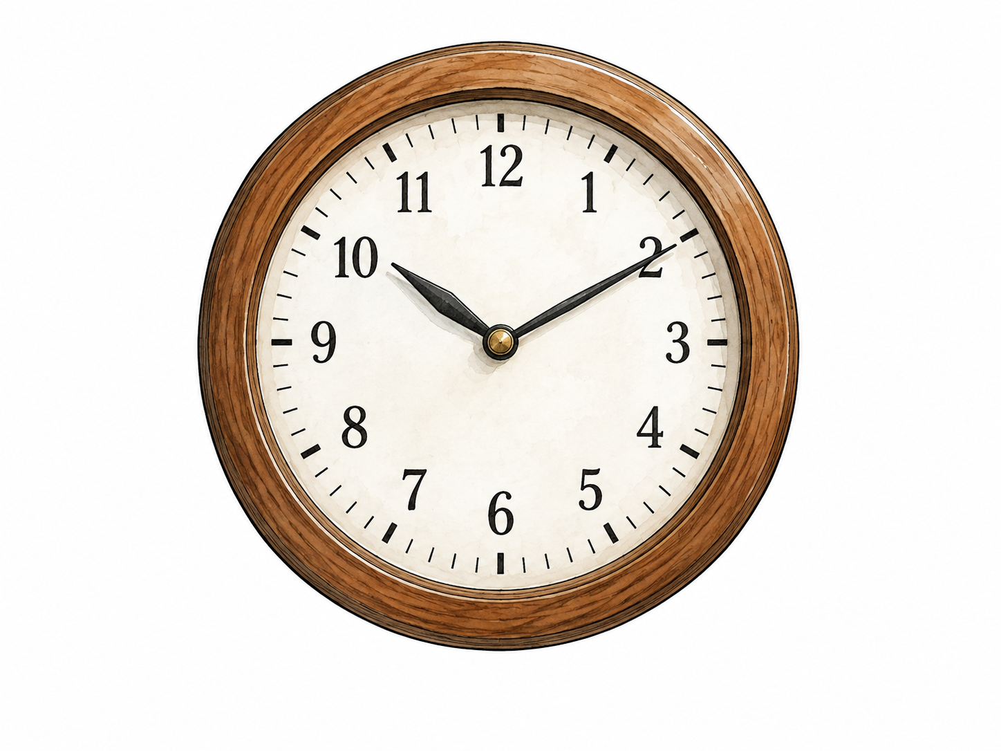 Simple analog wall clock with accurate dial and hands.