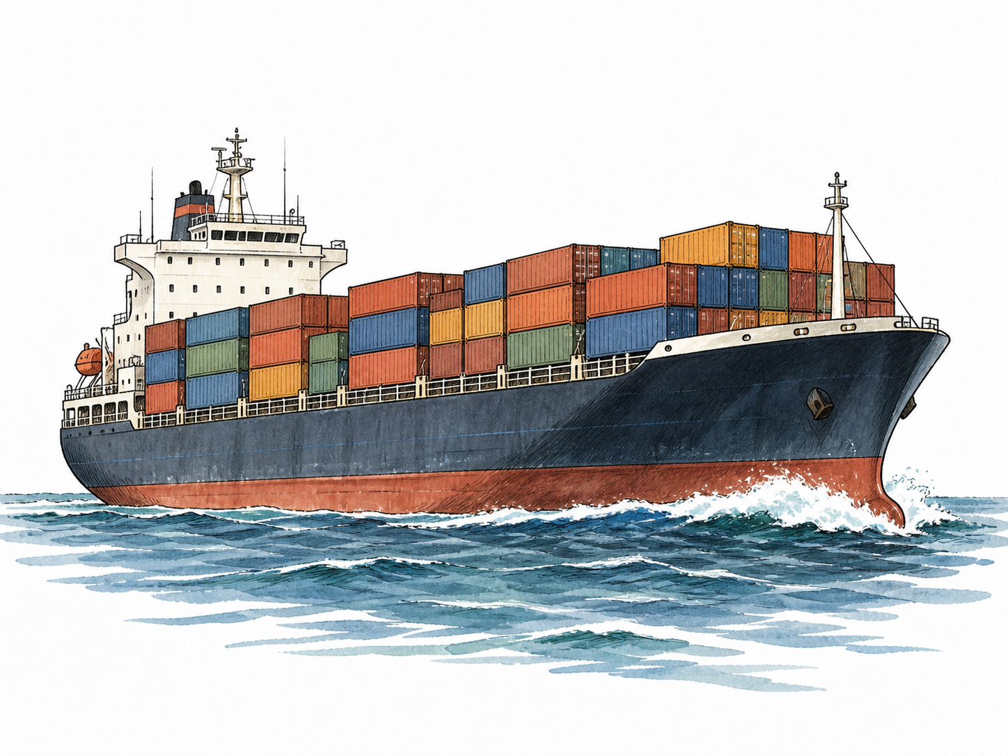 Large cargo ship moving across open water.