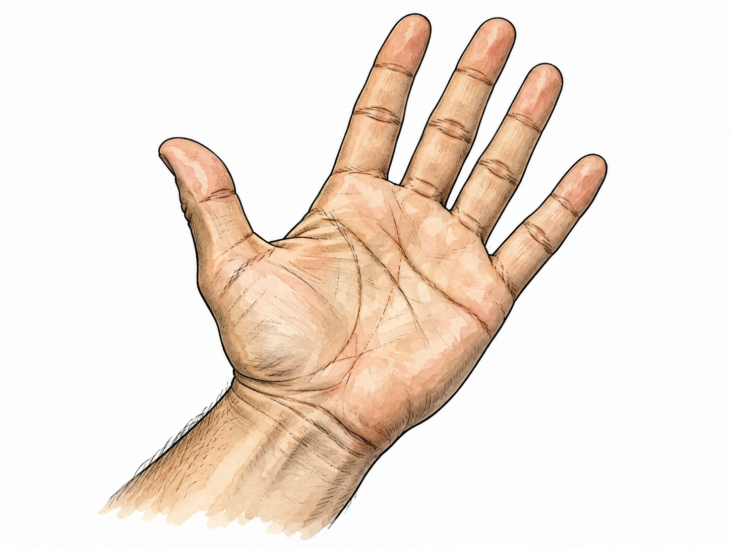 A realistic open adult palm with natural creases and five fingers.