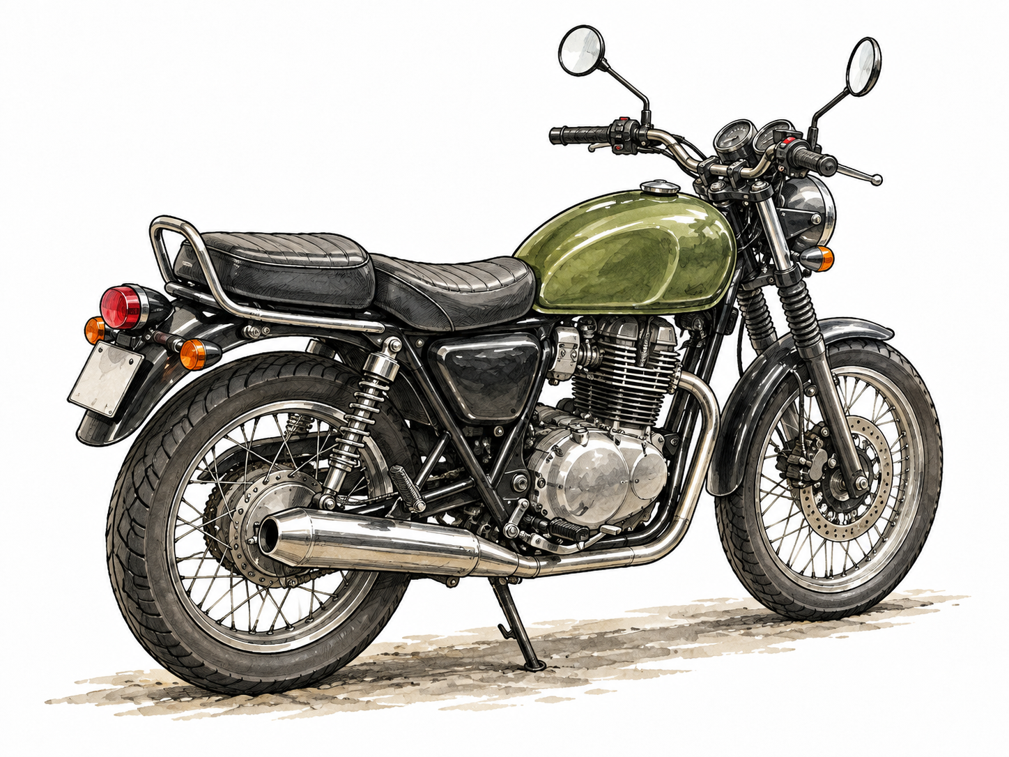 A motorcycle with two clearly separate seats, second passenger seat directly behind rider's saddle, no rider needed.