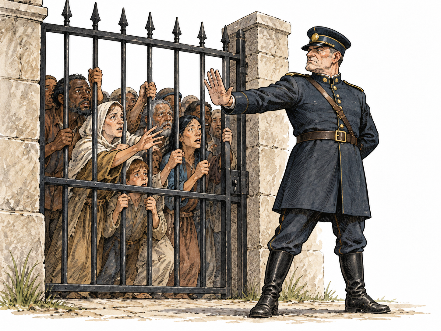Stern authoritarian official denies trapped crowd exit.