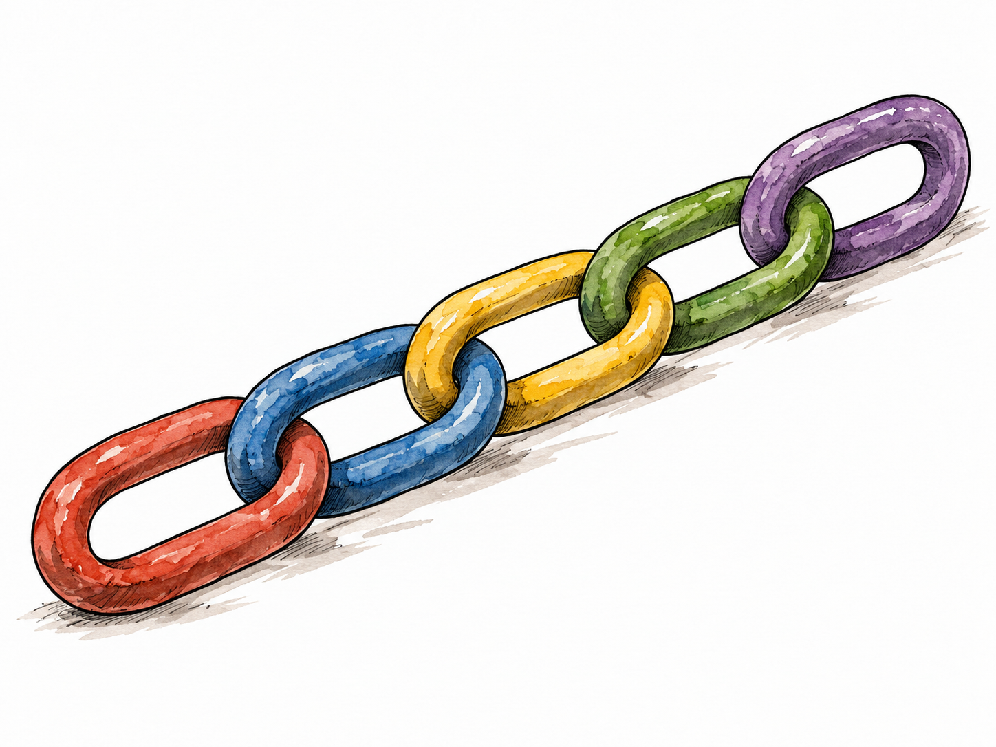 Several distinct colored chain sections joined in one continuous sequence.