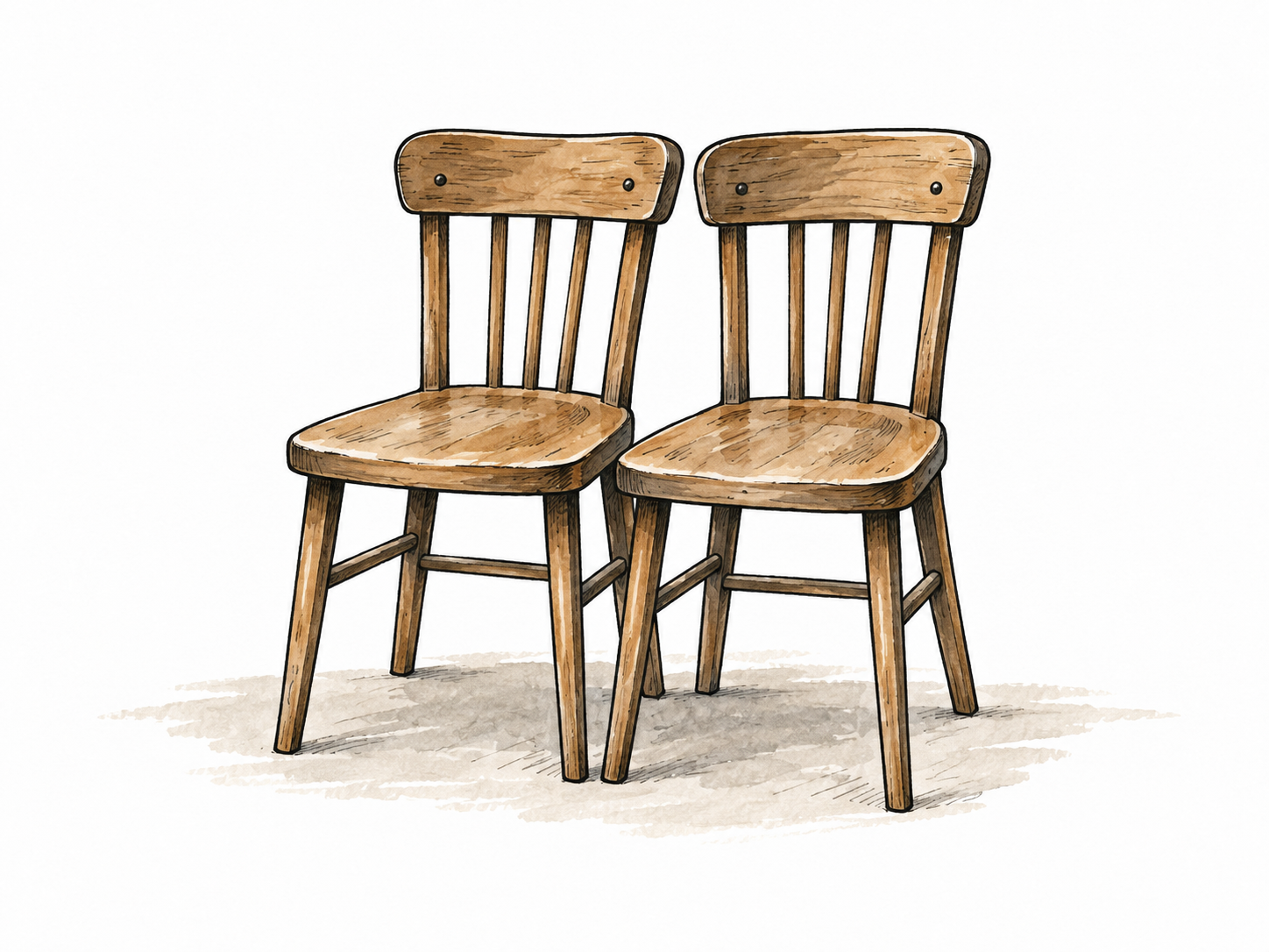 Two chairs sit very close together in an otherwise open space.