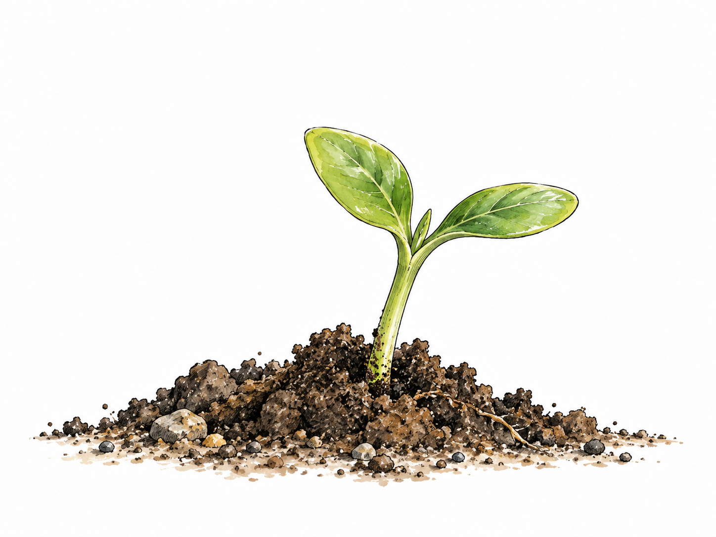 Tiny living sprout emerging from soil.