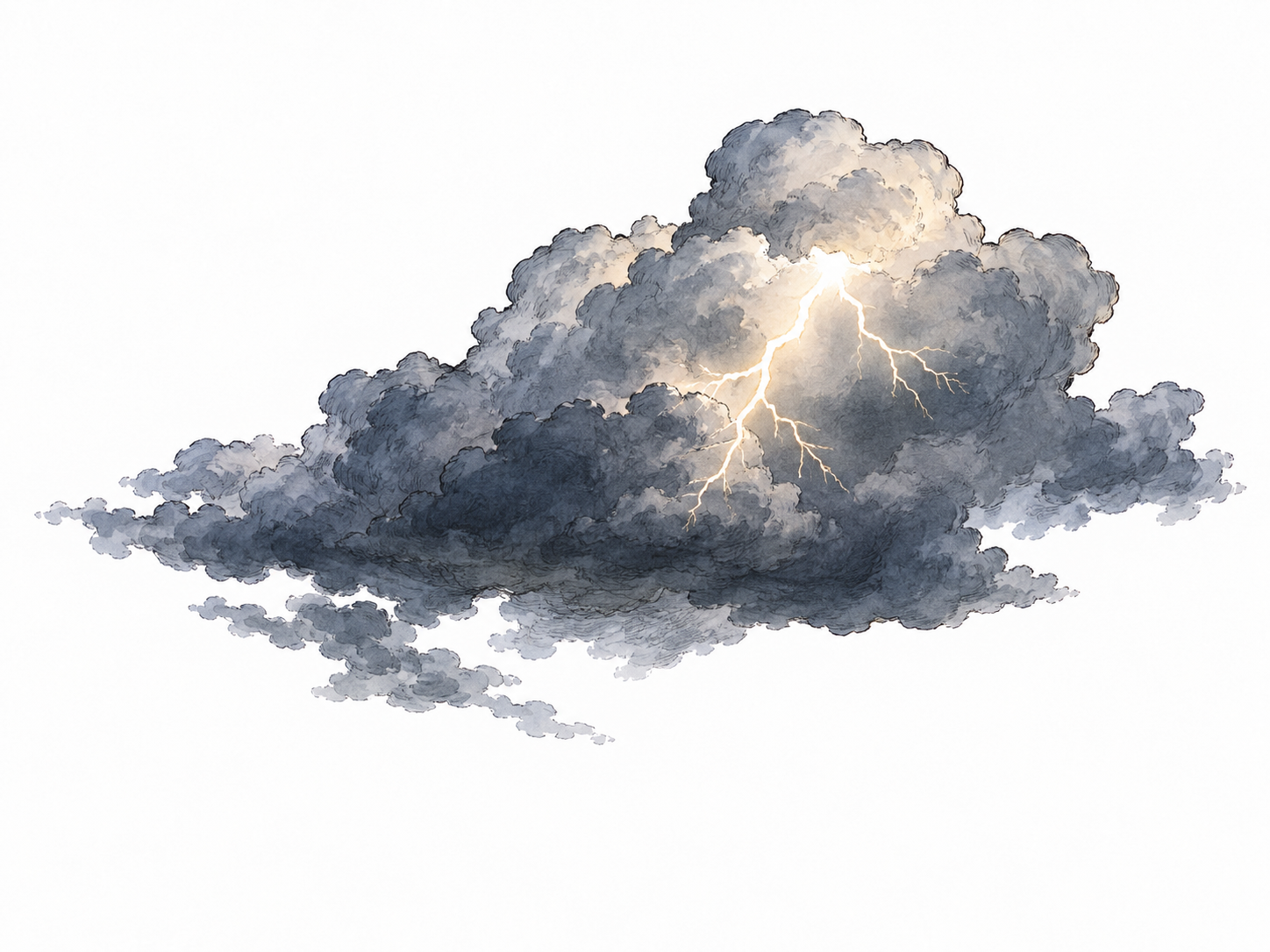 Brief flash of lightning in cloud.