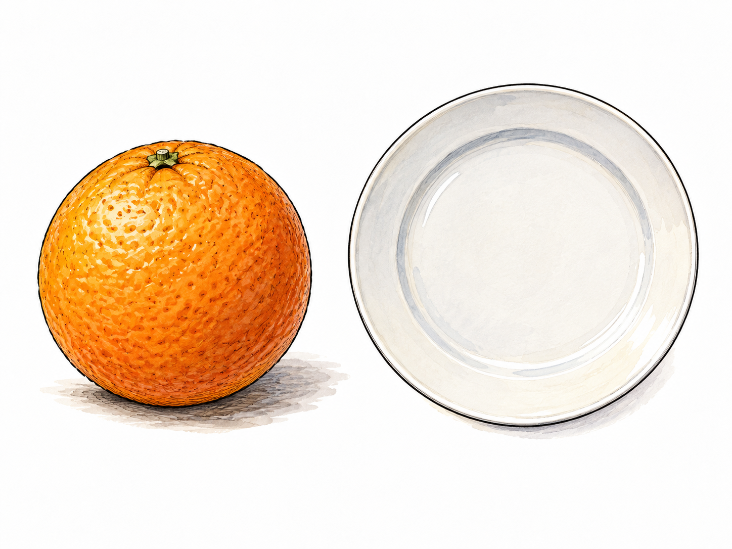 Perfect round orange and circular plate.