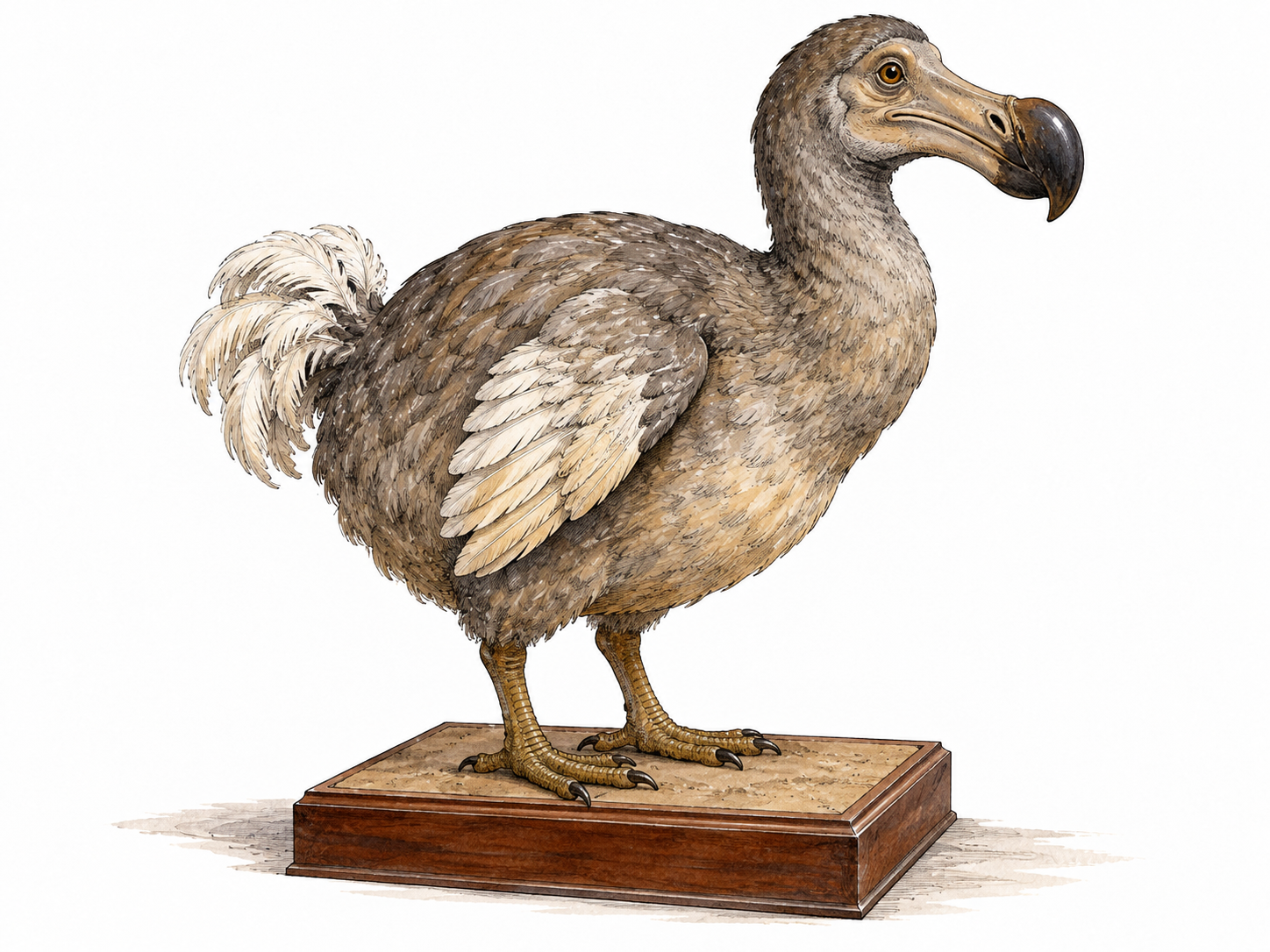 Accurate dodo bird displayed as museum specimen.