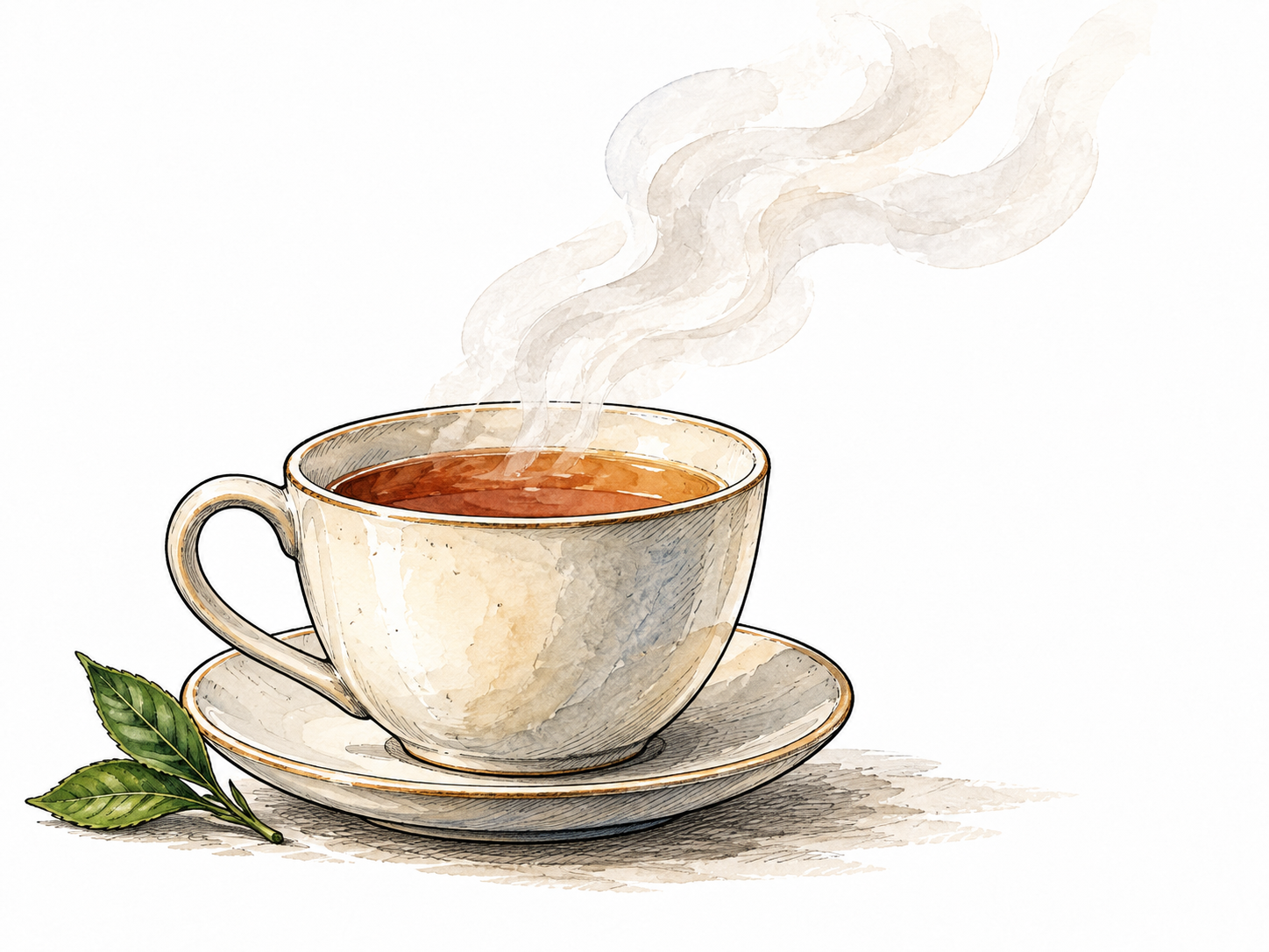 Steam gently emanates from a fresh cup of tea.