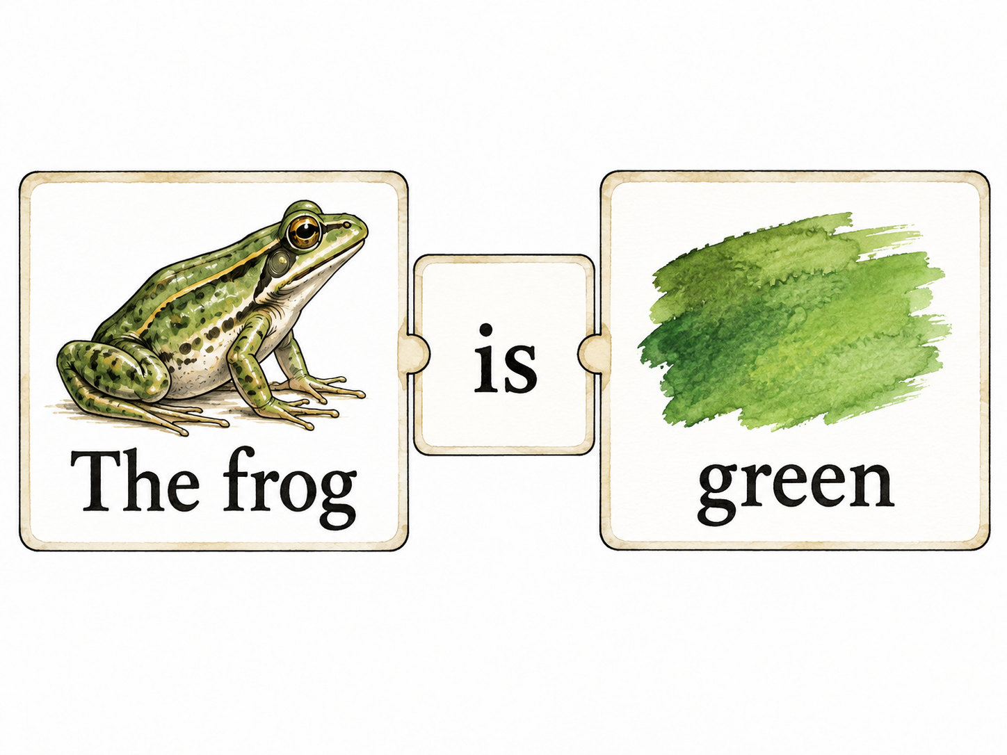 The frog is green: realistic frog linked by is to green swatch.