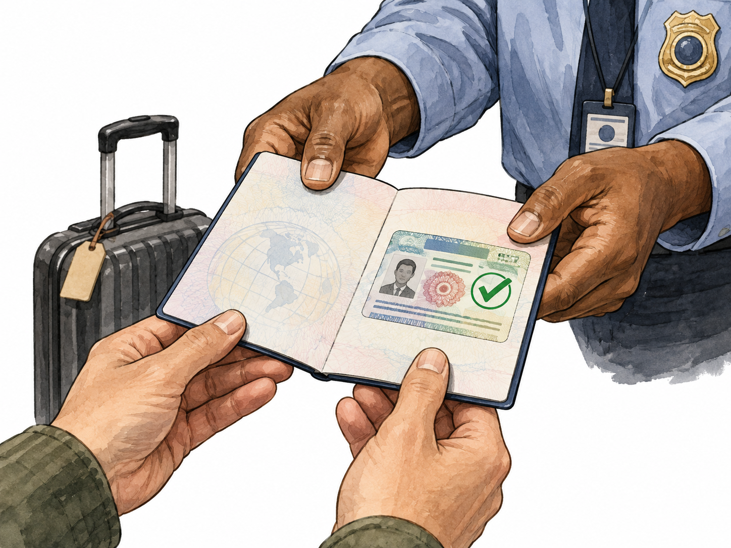 Passport visa permission returned to traveler.