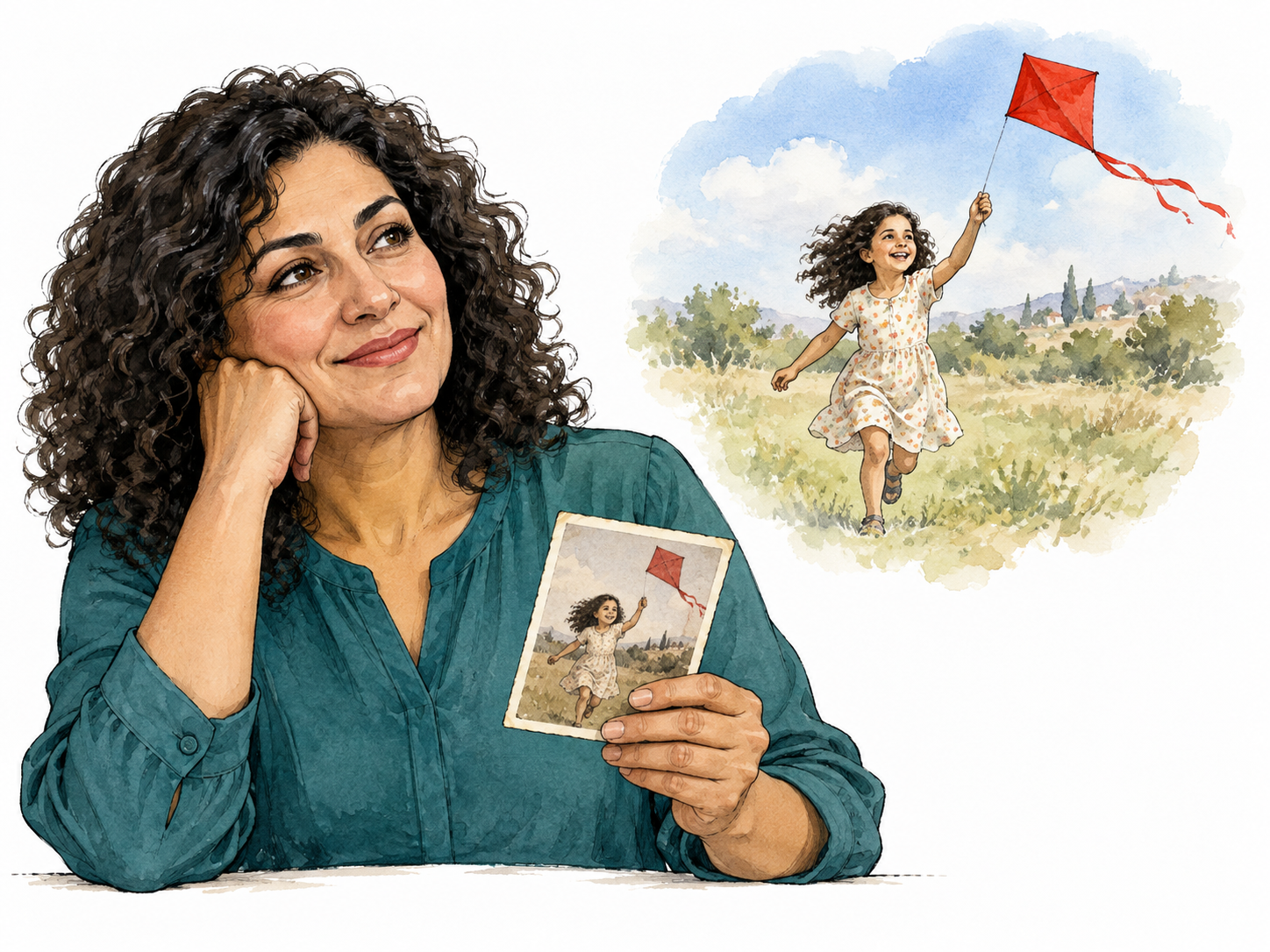 Woman recalls childhood kite flying.