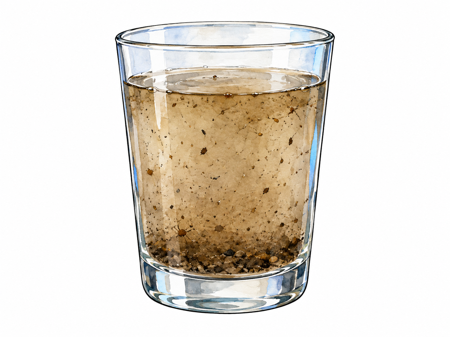 Cloudy water contains unwanted particles.