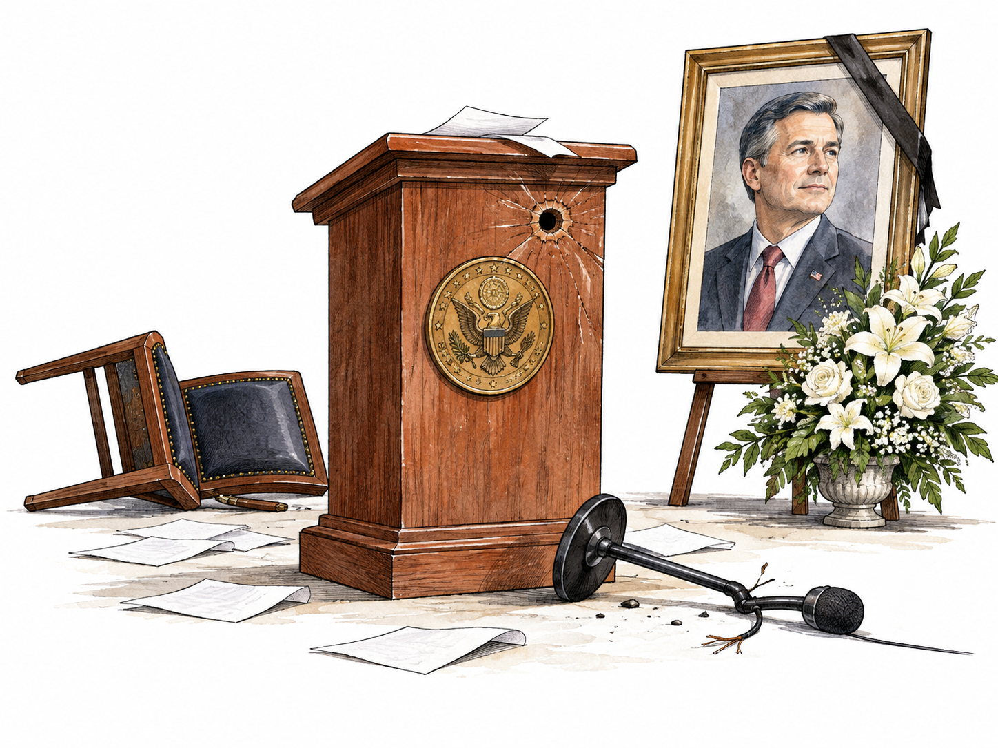 Interrupted political speech and assassination memorial.