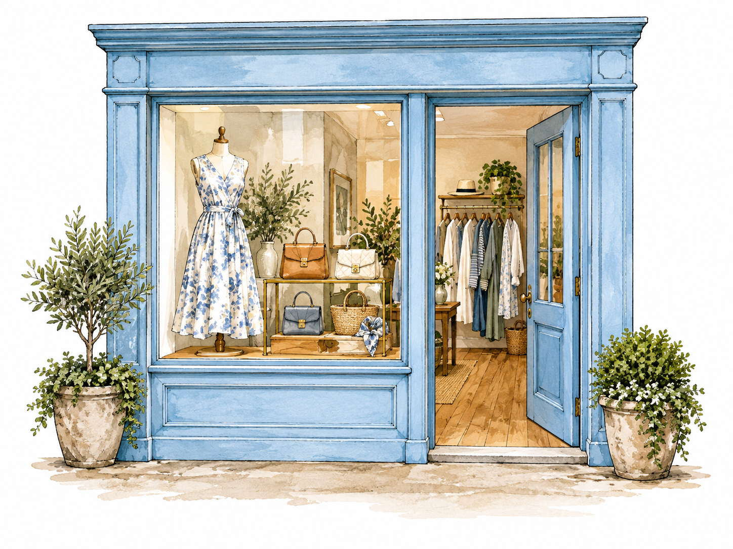 Small fashion boutique with curated window.