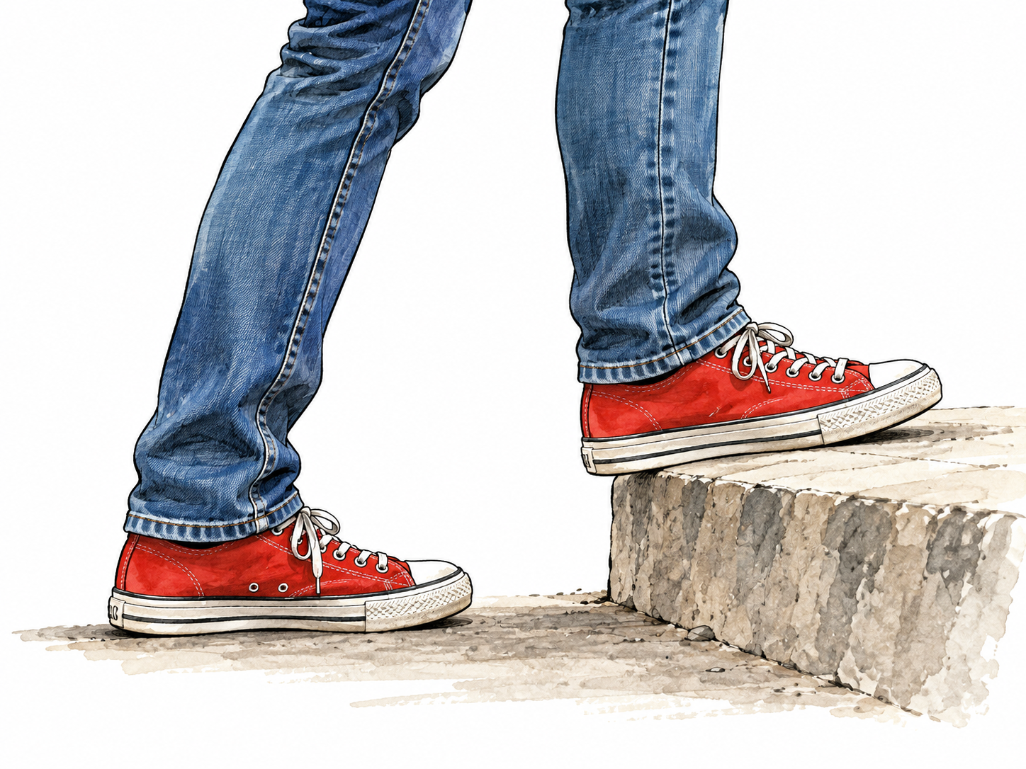 One foot movement onto a low stair.