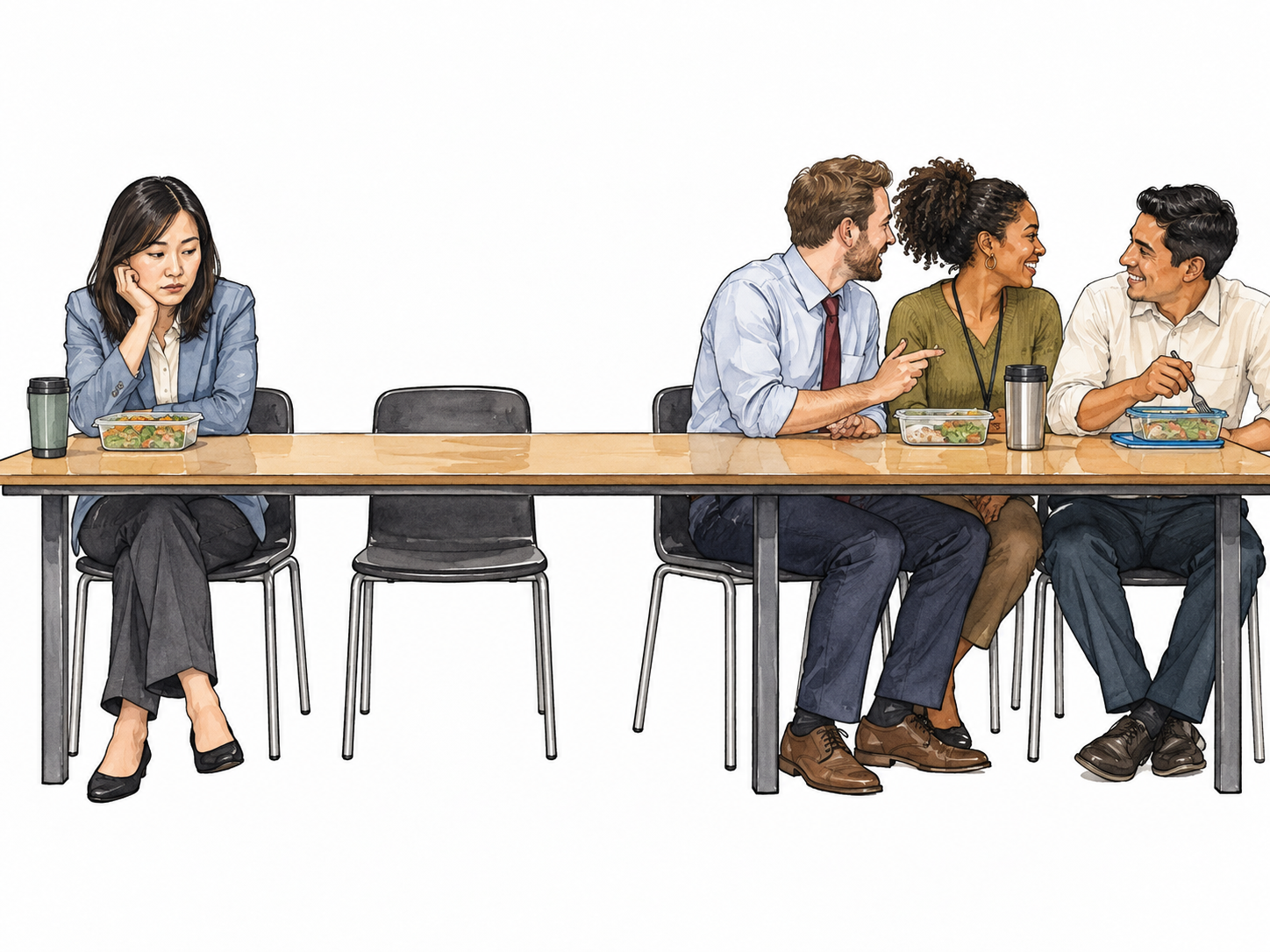 Social exclusion at a lunch table.