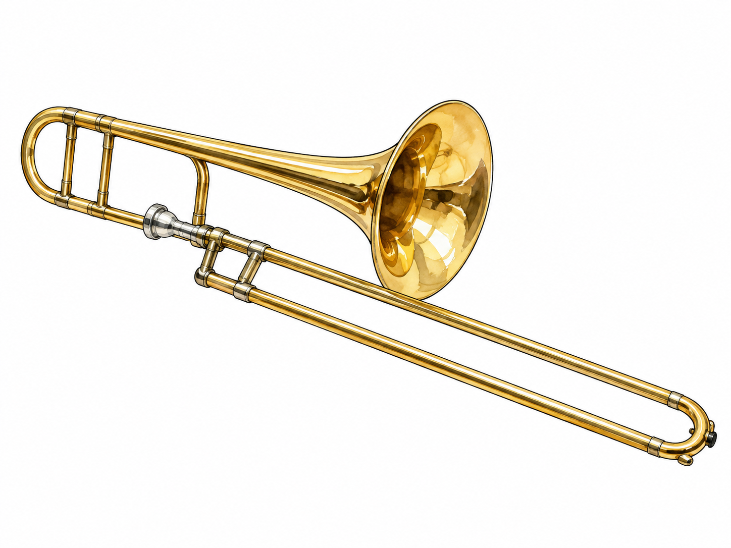 Trombone with extended U-shaped slide.