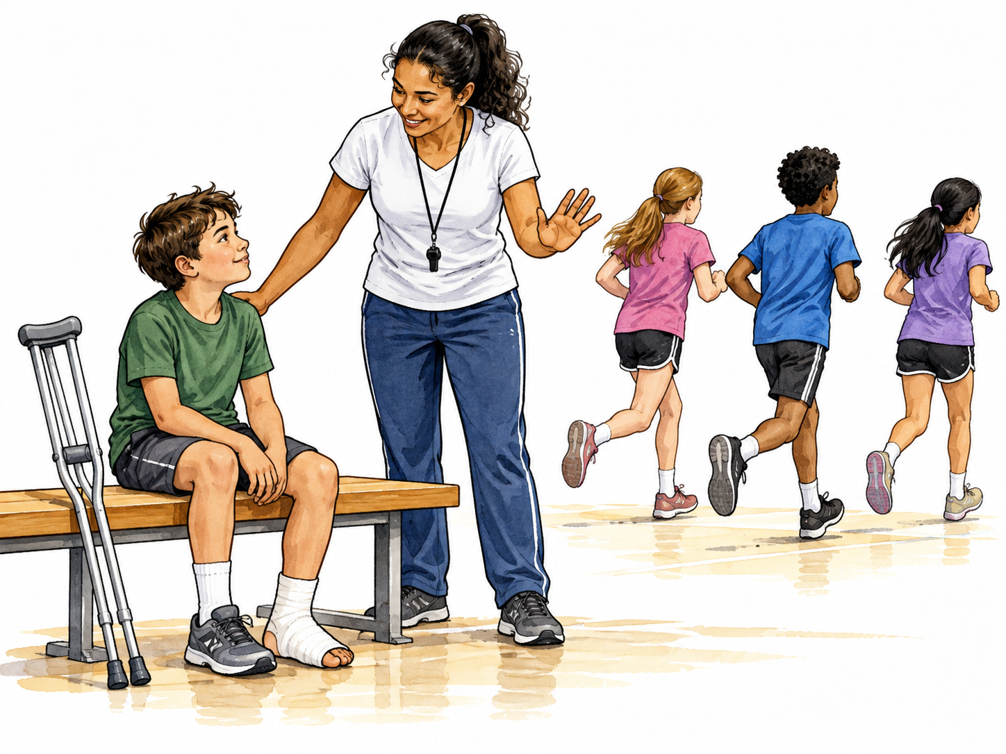 Injured student excused from running exercise.