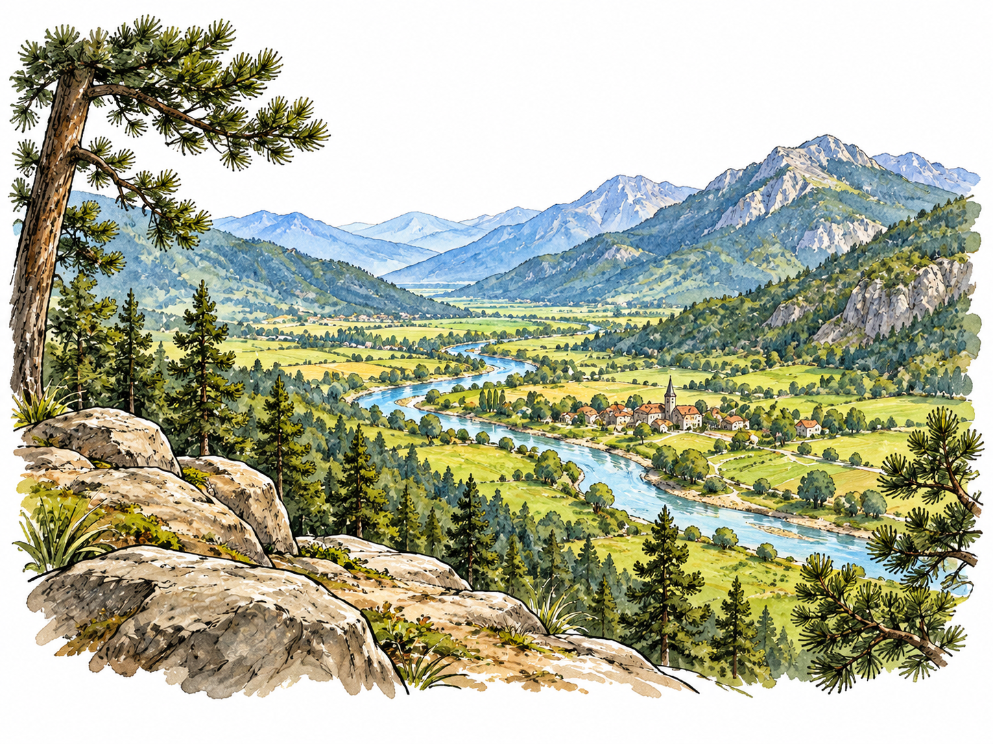 Broad valley vista from overlook.