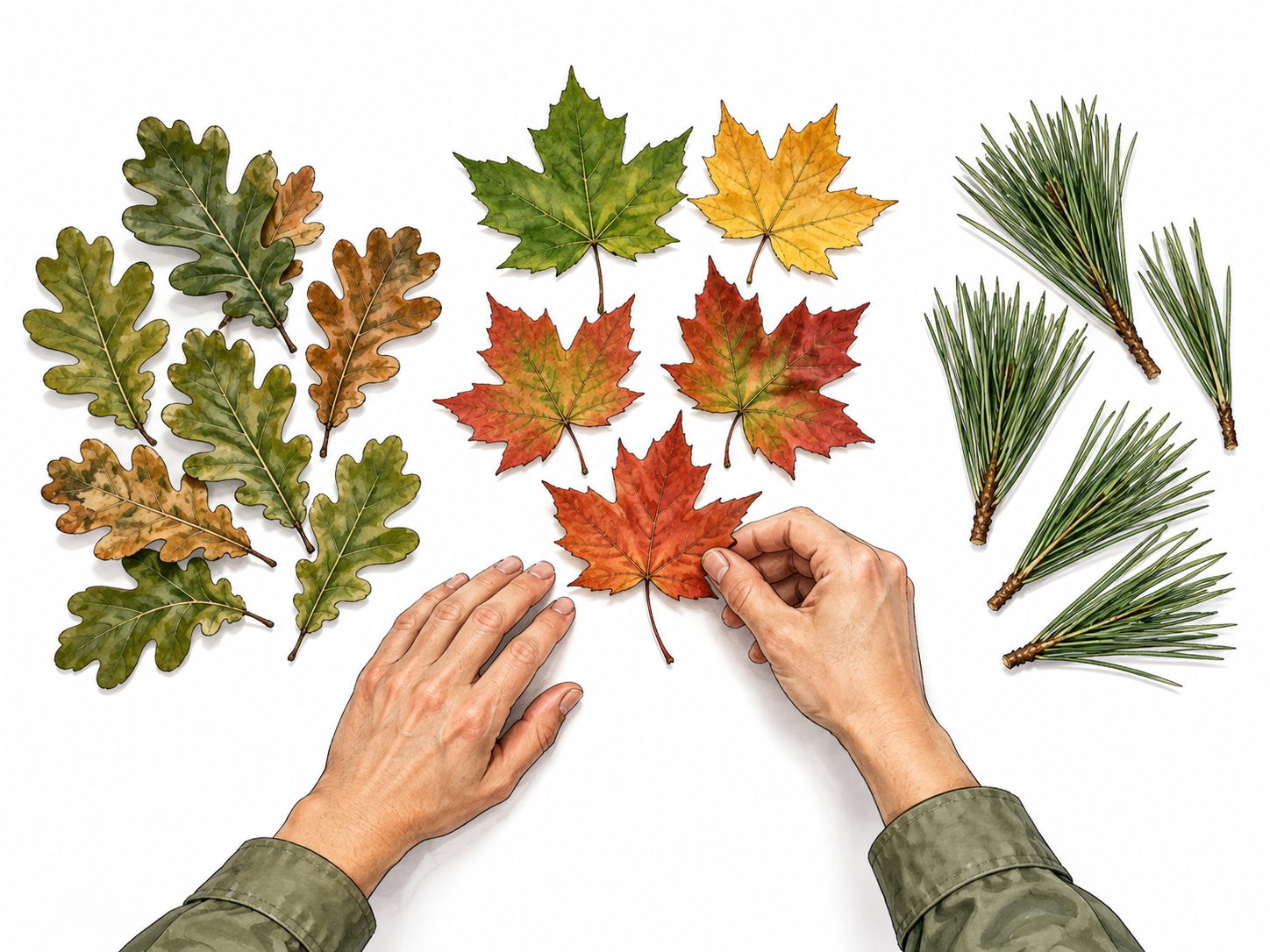 Leaves sorted by type.