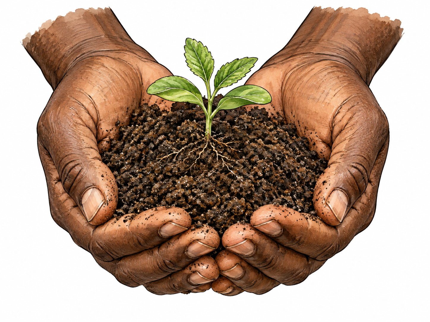 Crumbly fertile loam supports seedling.