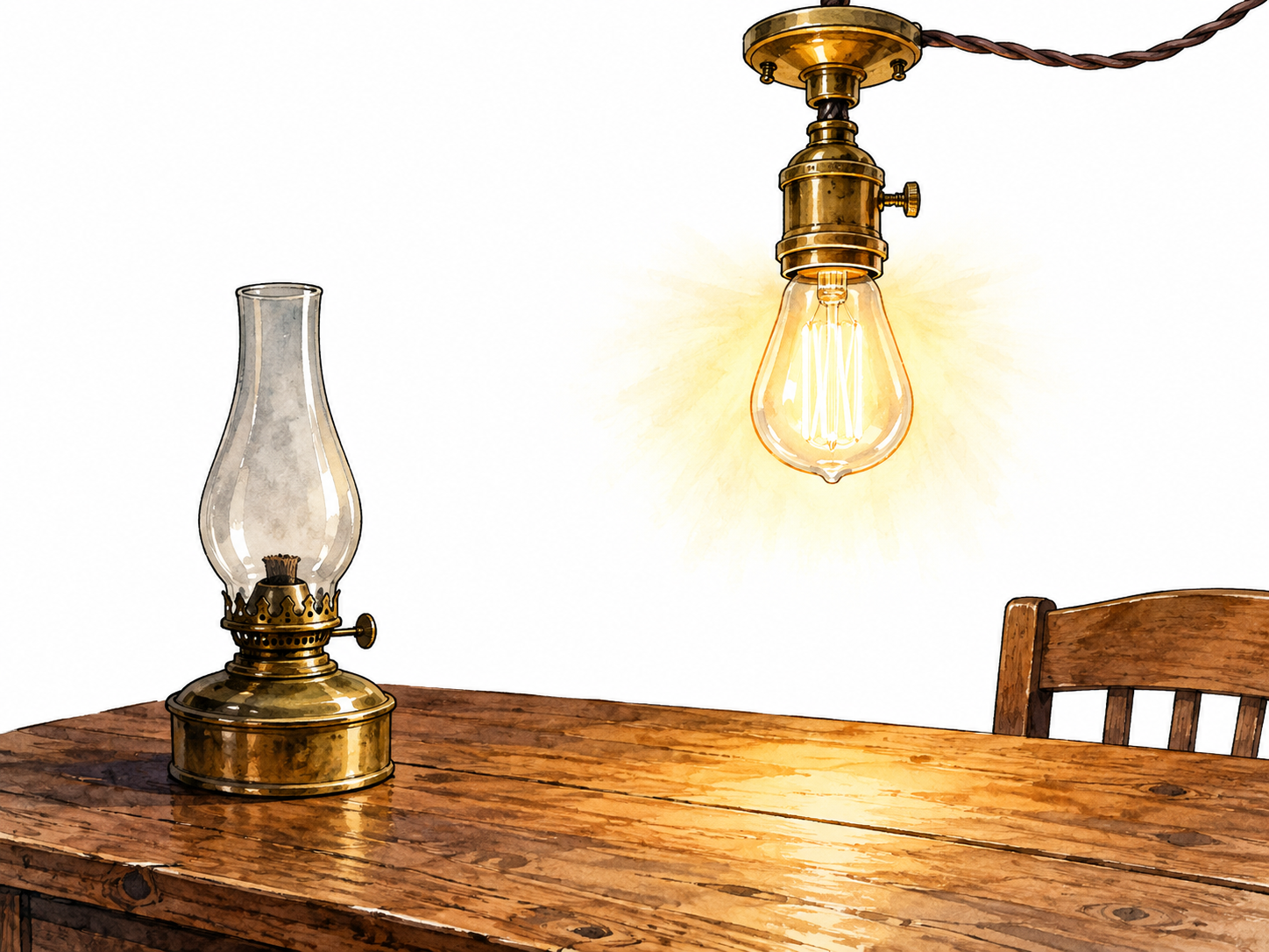 Electric light marks arrival of a new technology.