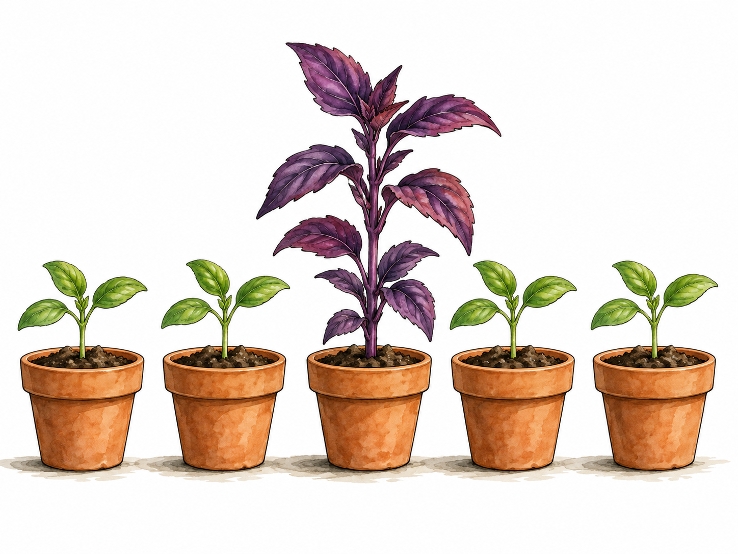 One unexpected plant breaks a uniform pattern.