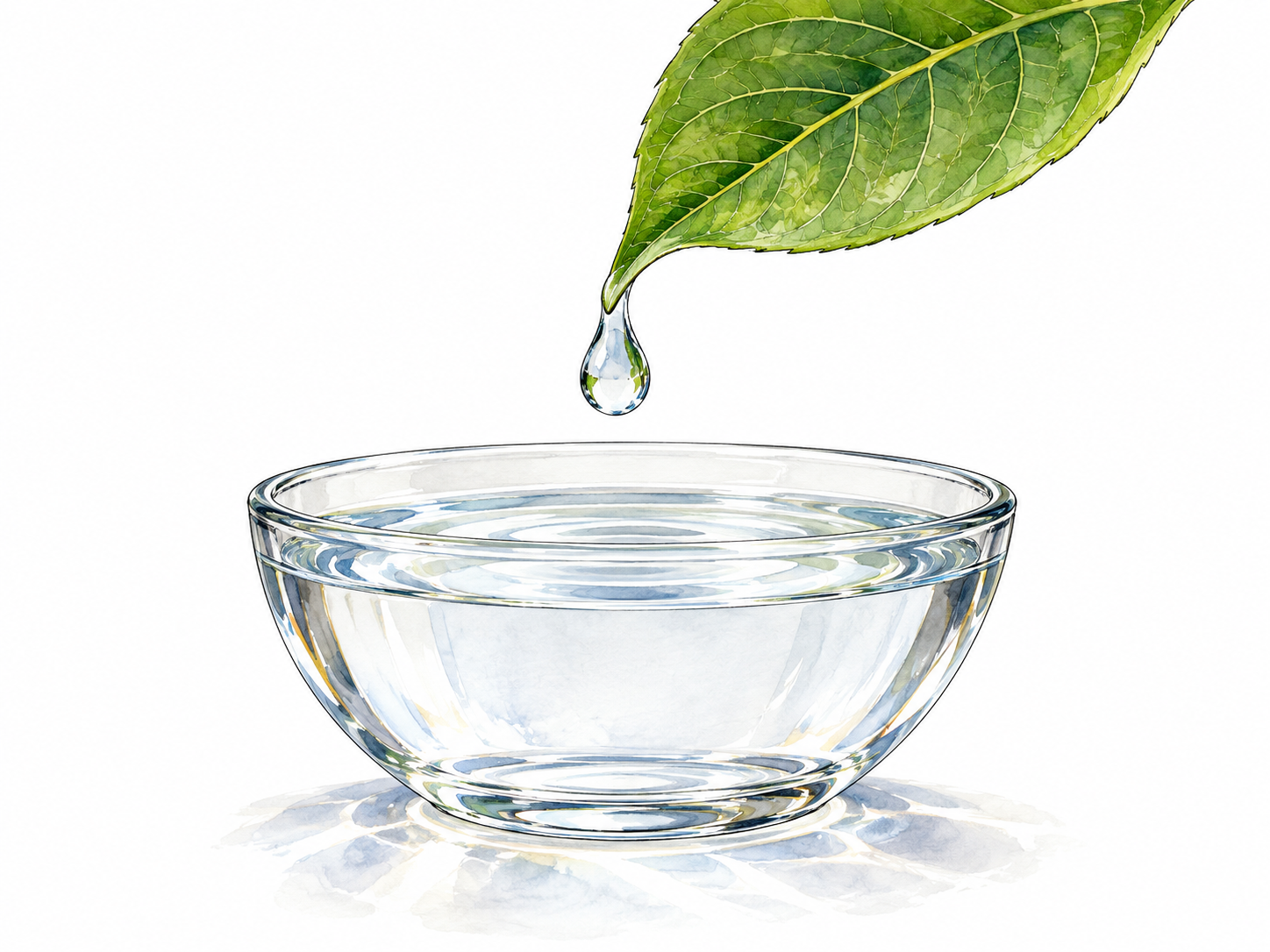 Clean water droplet and clear bowl.
