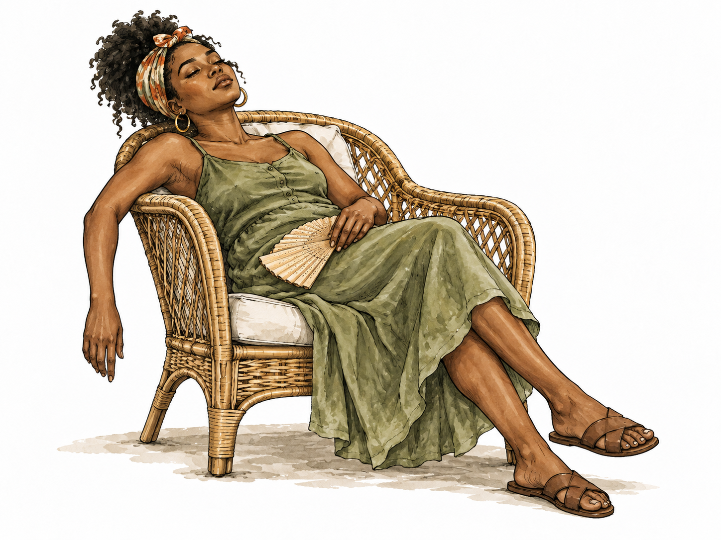 Woman reclining languidly.