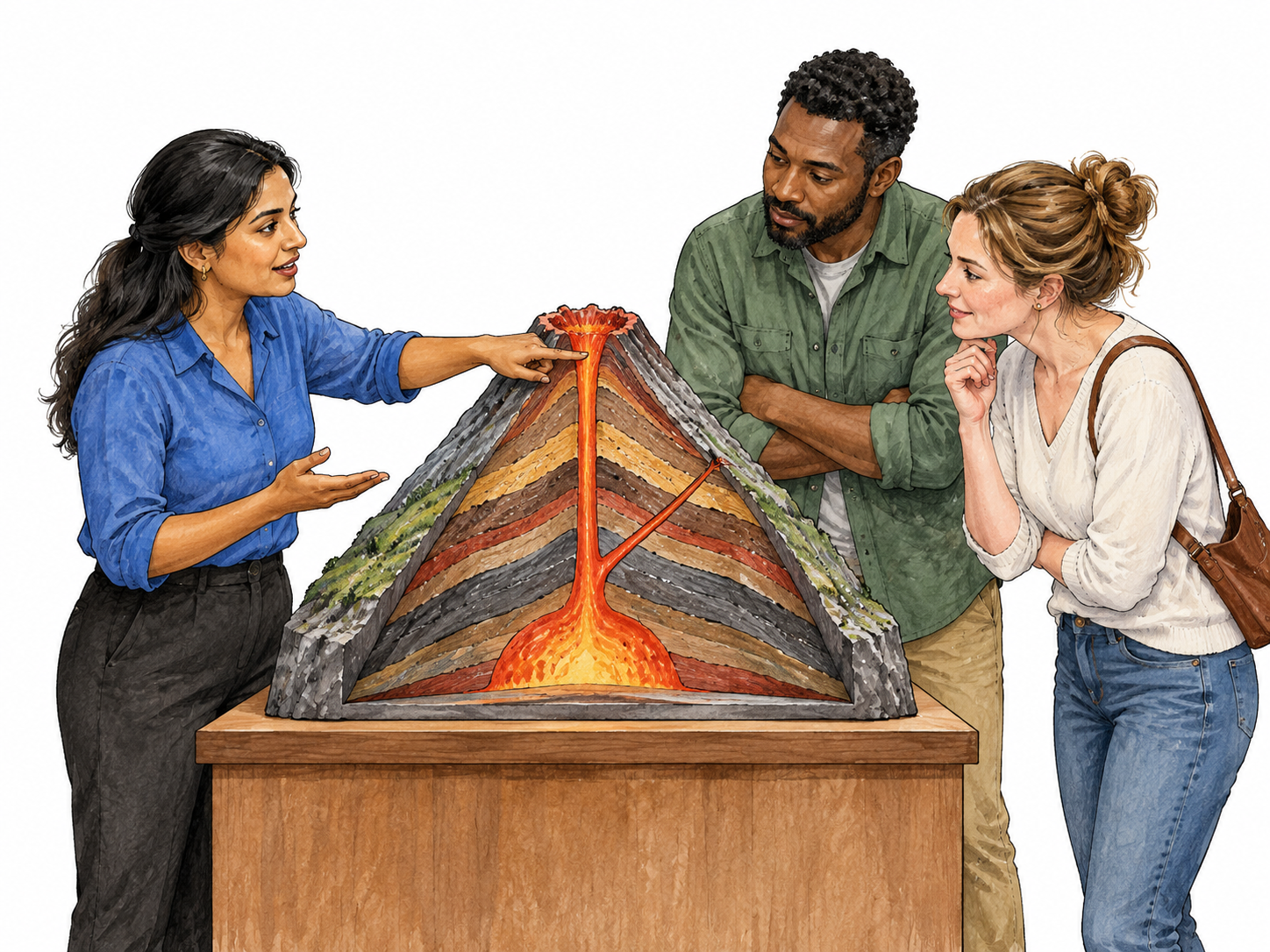 Guide explains volcano model.