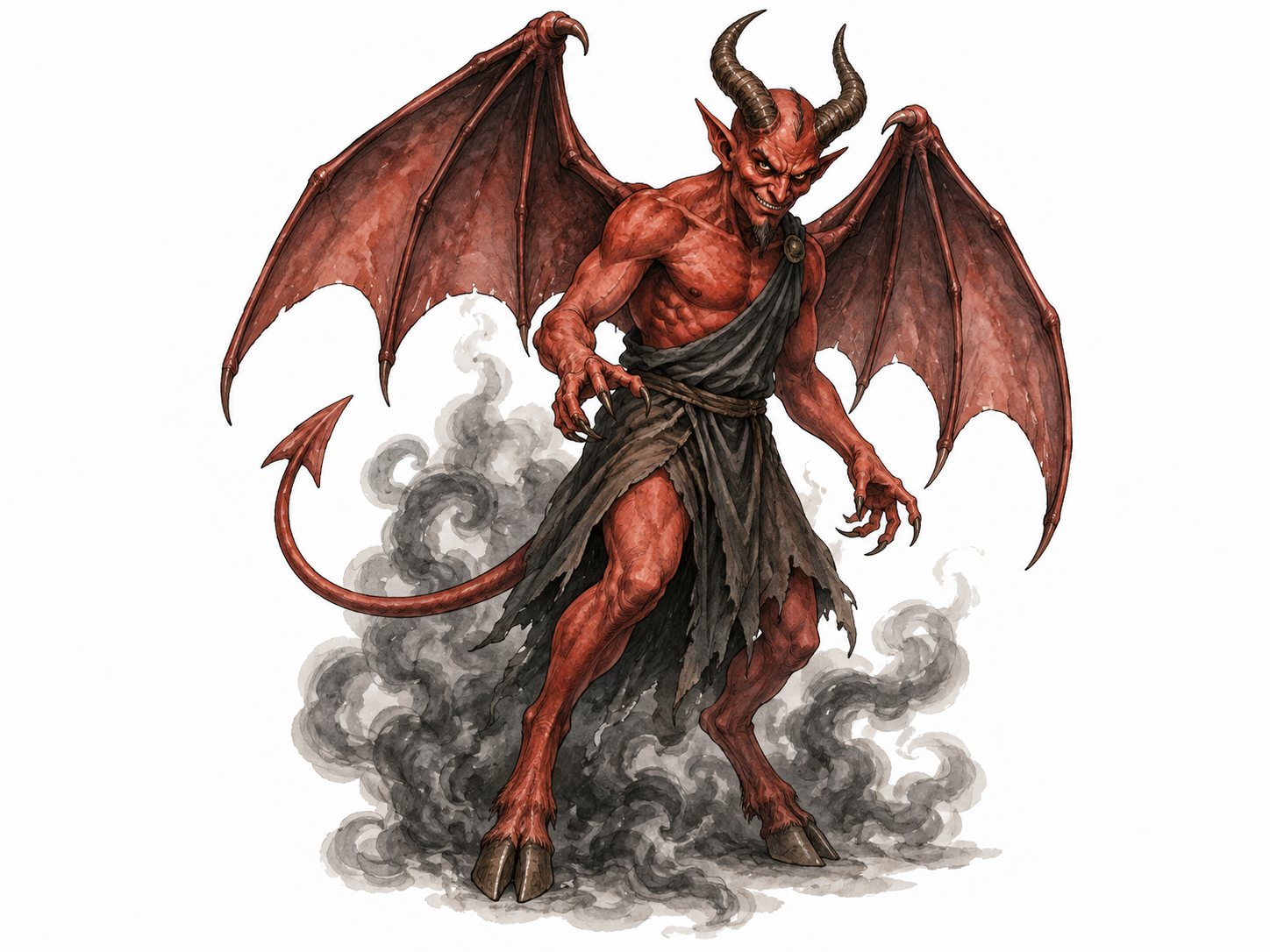 Horned winged fictional evil spirit.