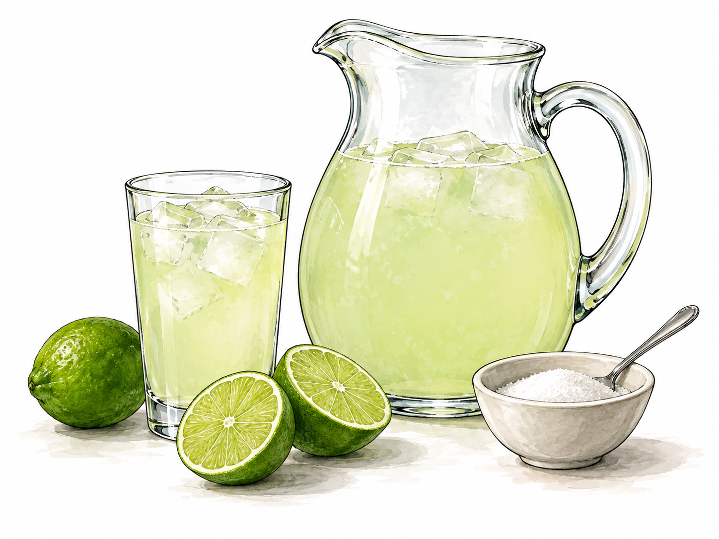 Sweet lime juice drink with water and ice.